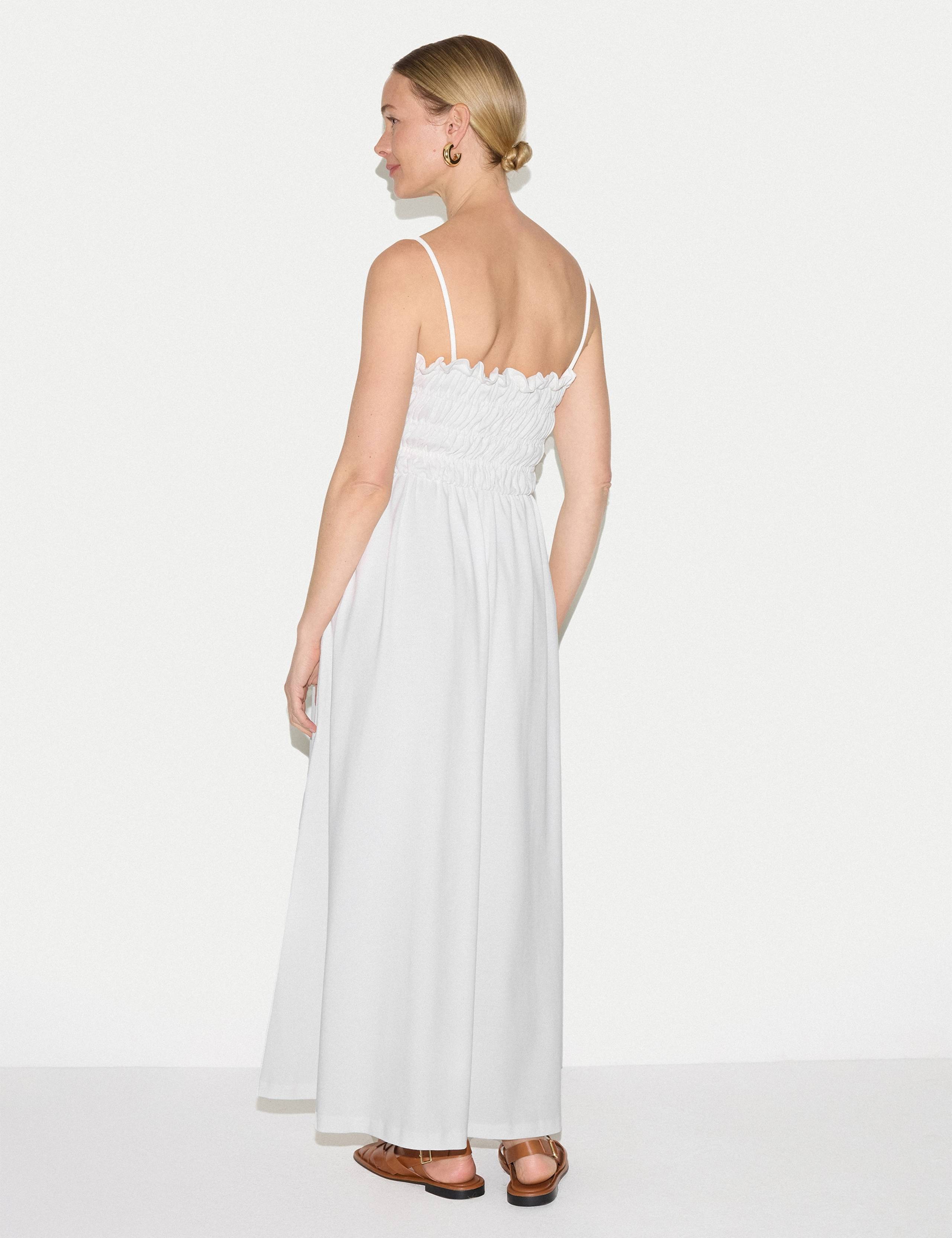 Cotton Rich Pique Strappy Maxi Shirred Dress 3 of 6