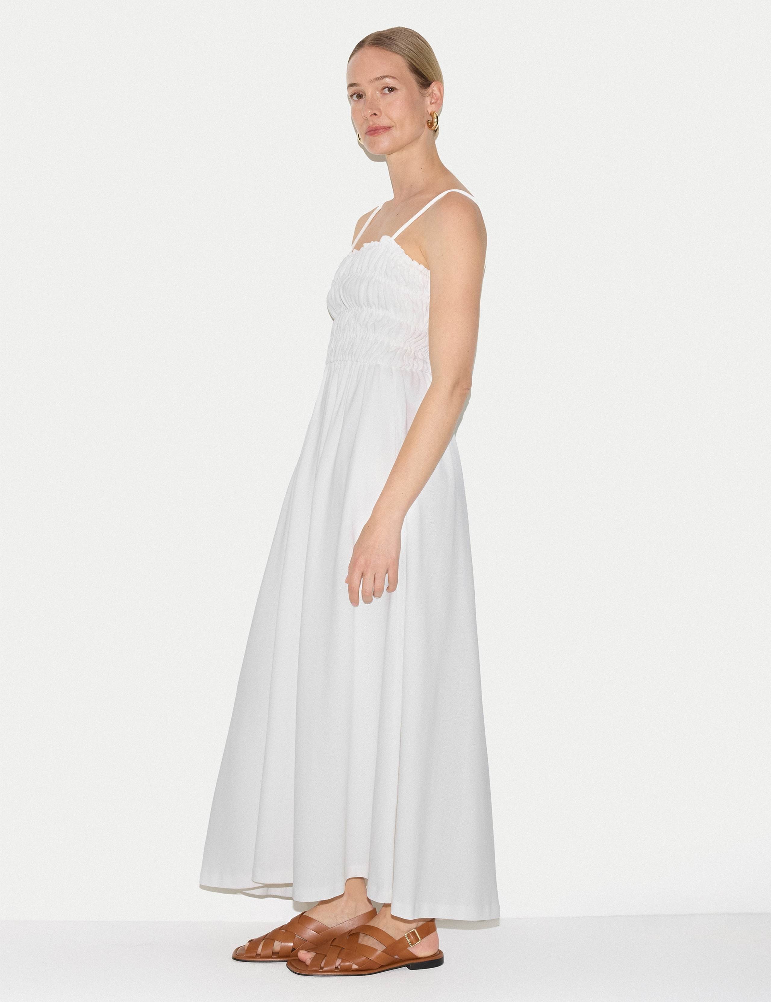 Cotton Rich Pique Strappy Maxi Shirred Dress 5 of 6