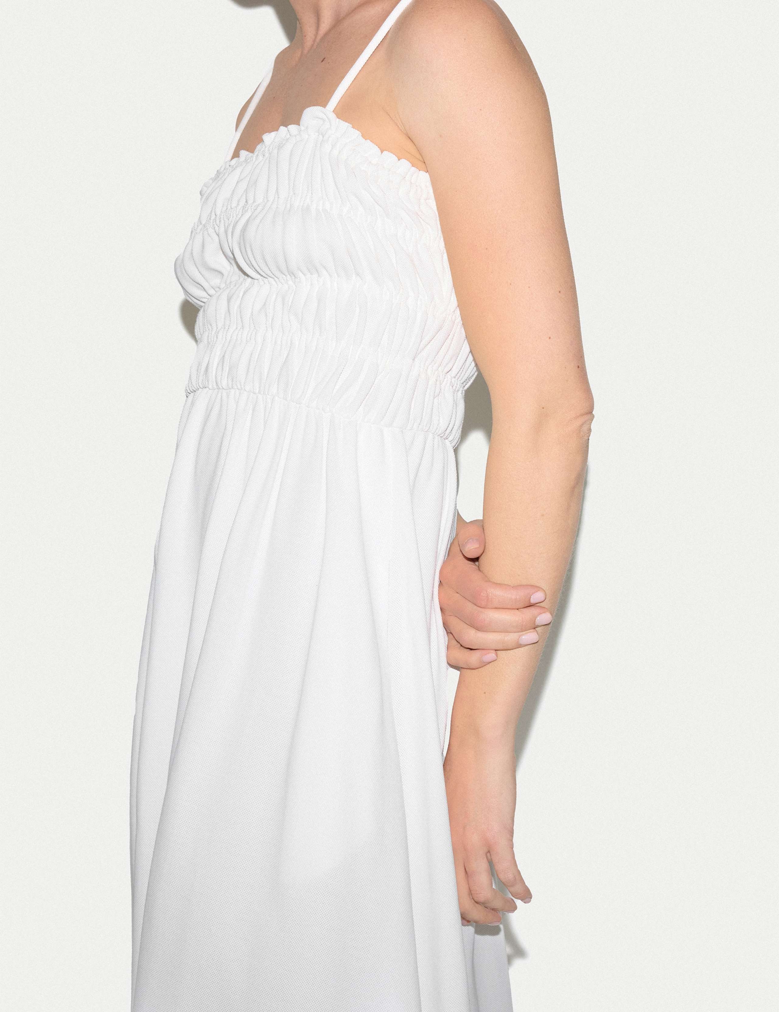 Cotton Rich Pique Strappy Maxi Shirred Dress 6 of 6