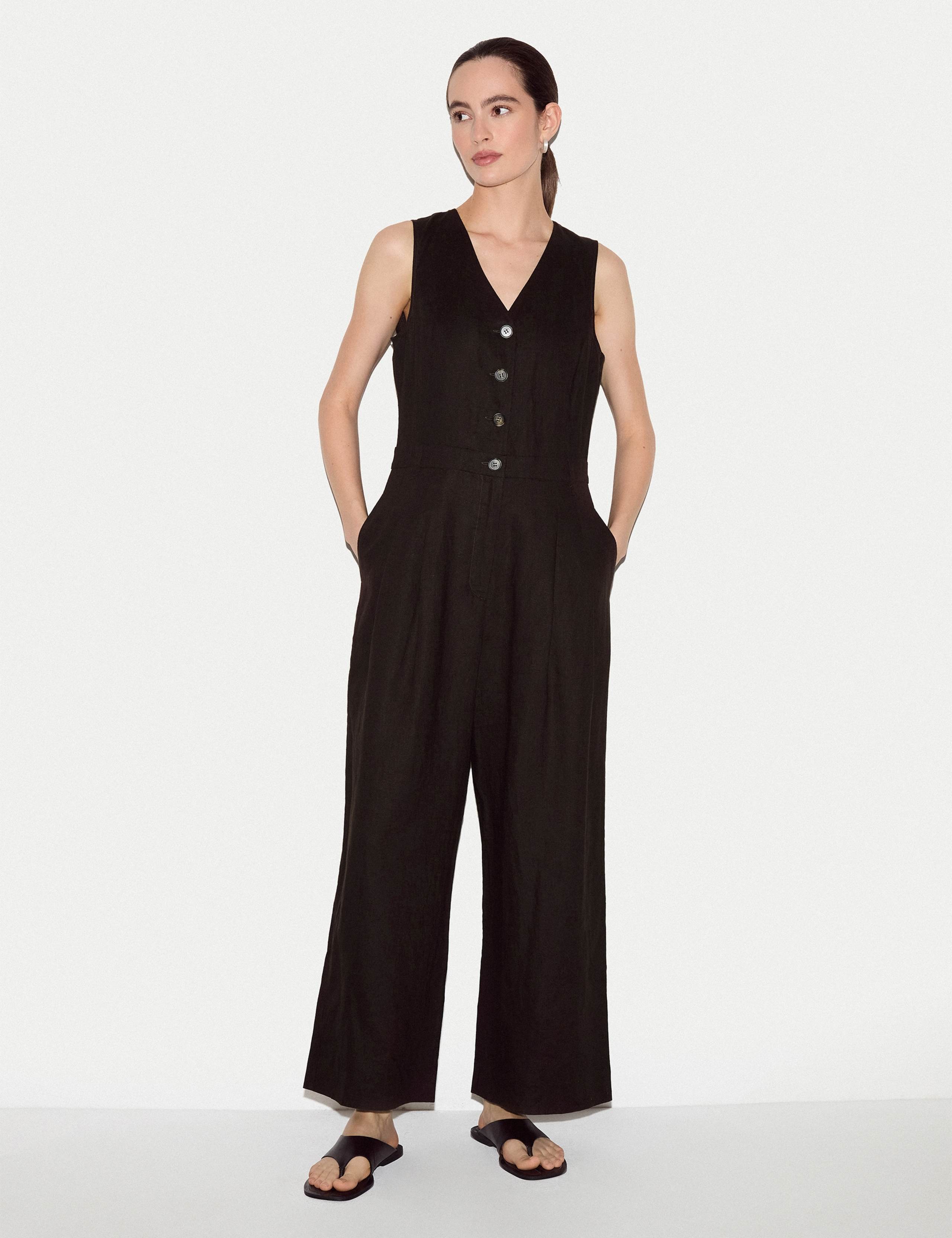 Pure Linen Waistcoat Jumpsuit 1 of 6