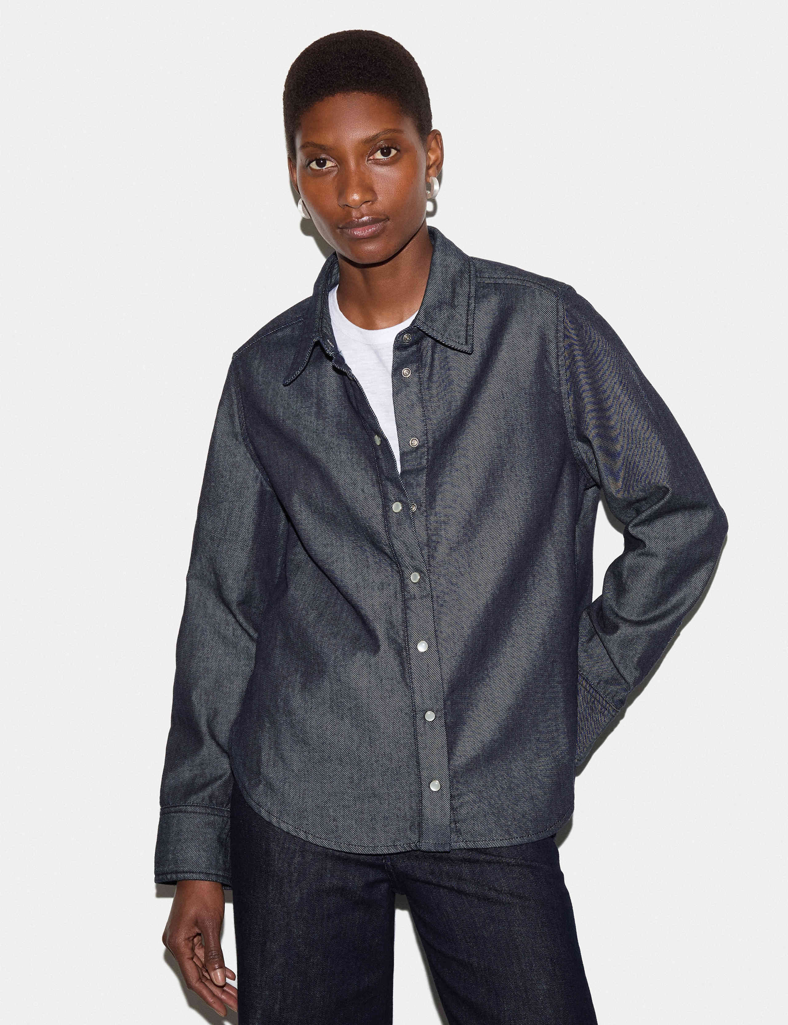 Washed Denim Button Through Shirt 1 of 5