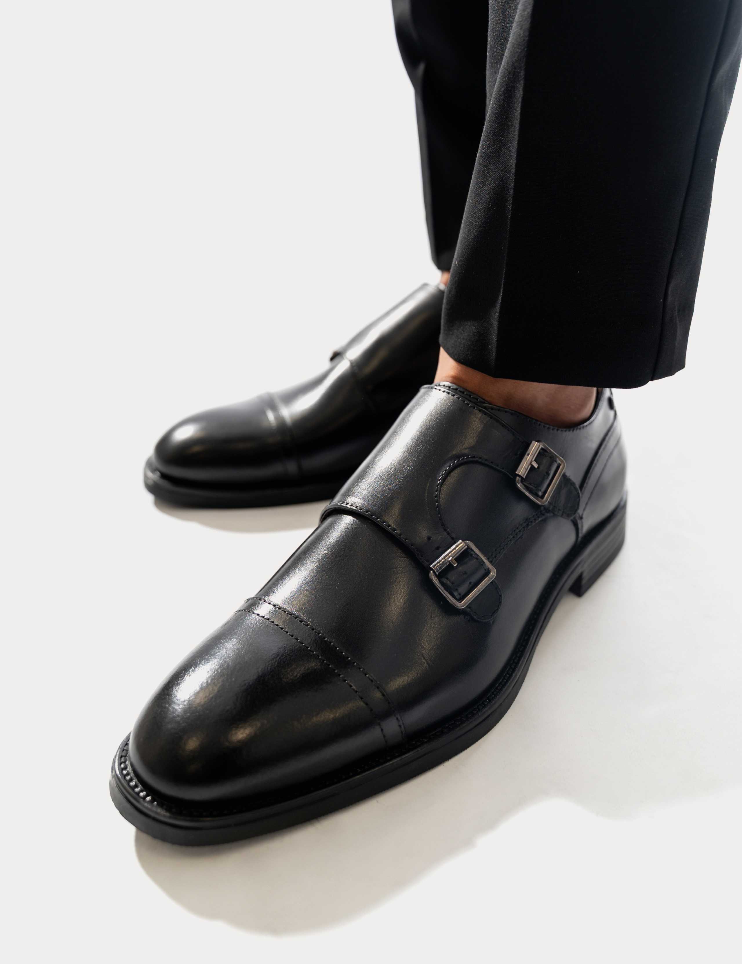 Leather Double Monk Strap Shoes 3 of 6