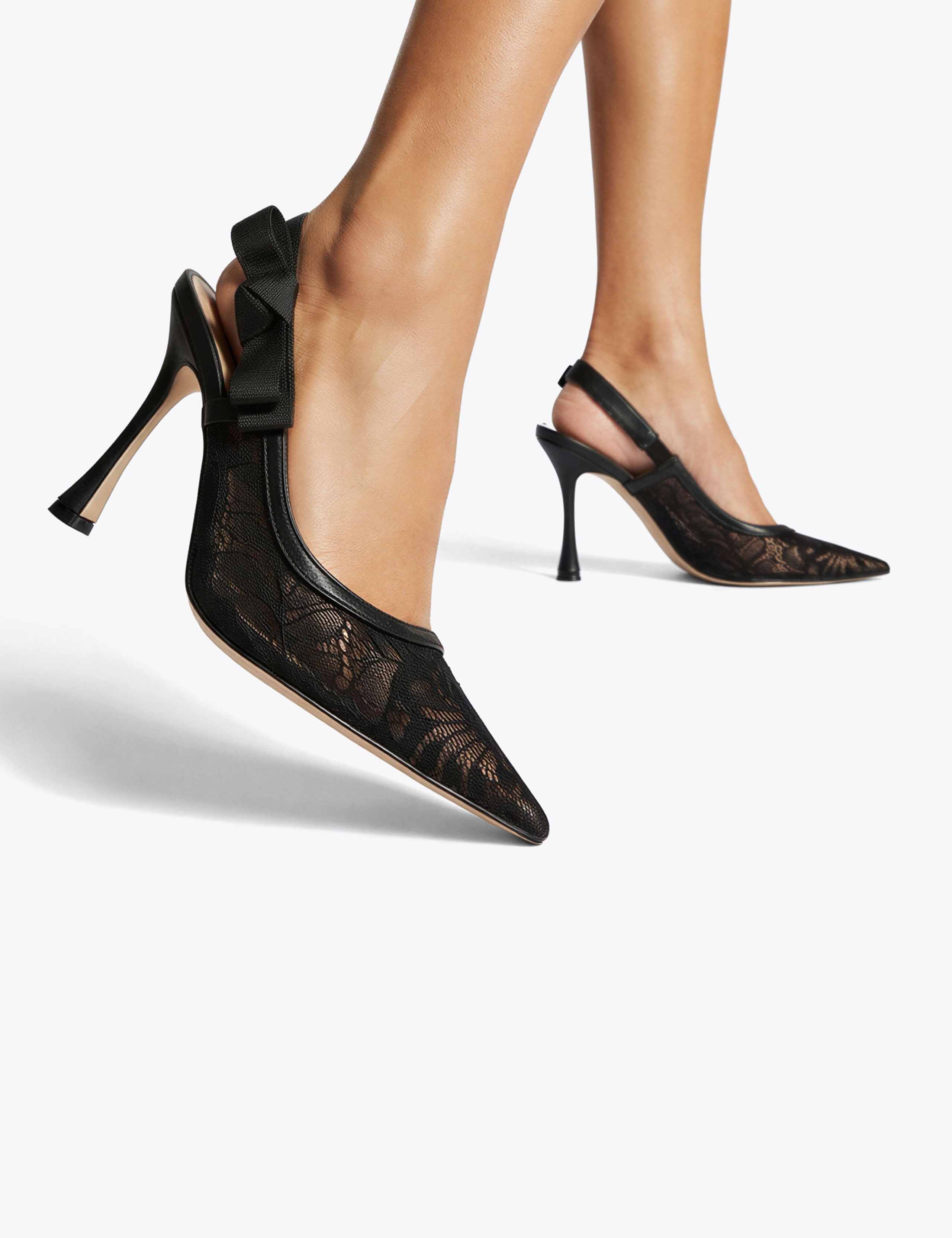 Lace Stiletto Heel Pointed Slingback Shoes 3 of 5