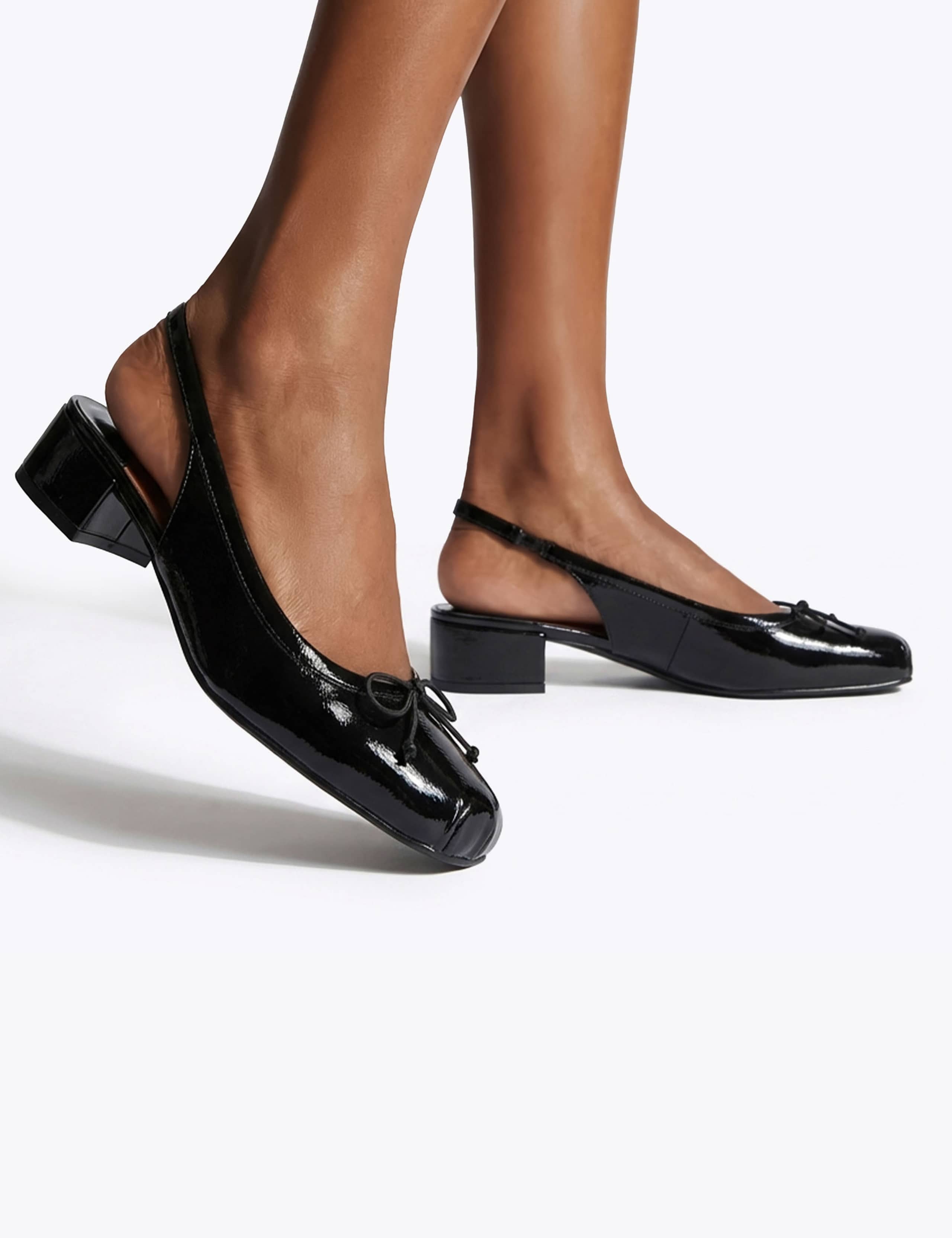 Patent Bow Block Heel Slingback Shoes 3 of 5
