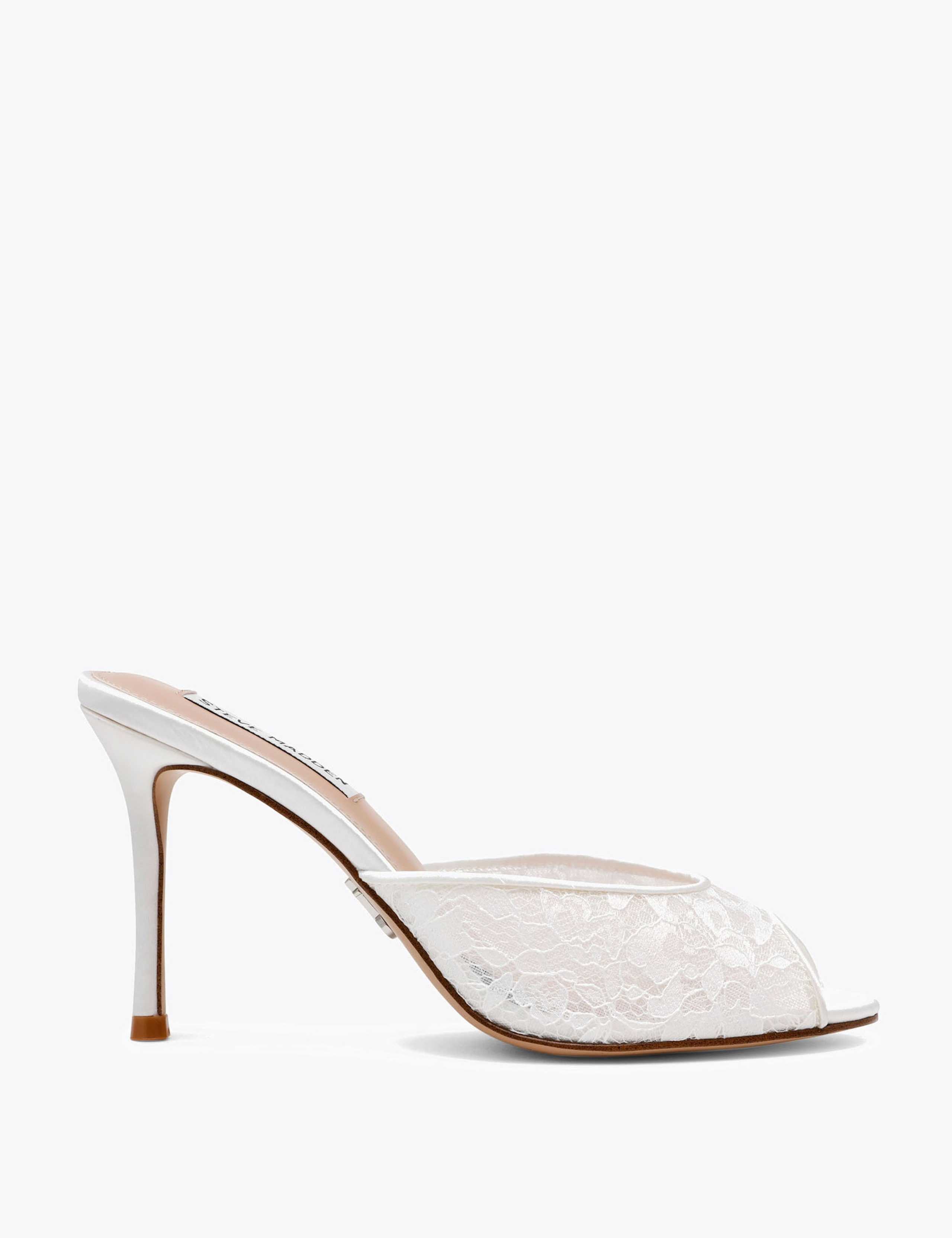 Lace Stiletto Heel Peep Toe Mule Sandals 1 of 4
