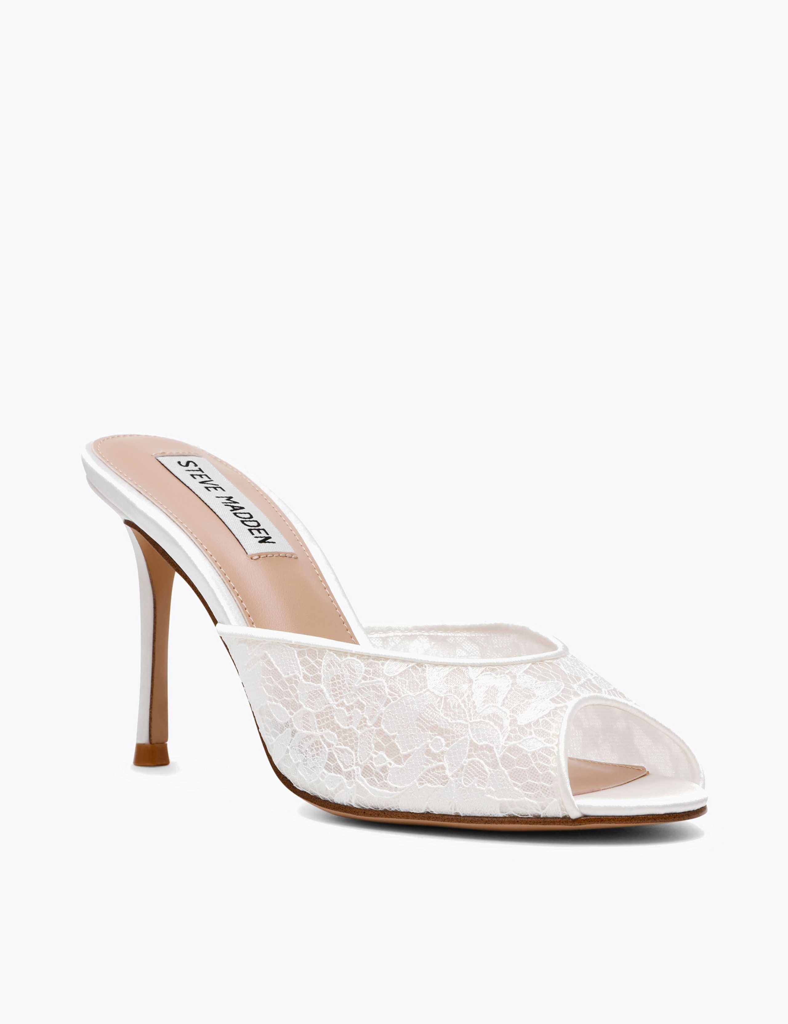 Lace Stiletto Heel Peep Toe Mule Sandals 2 of 4