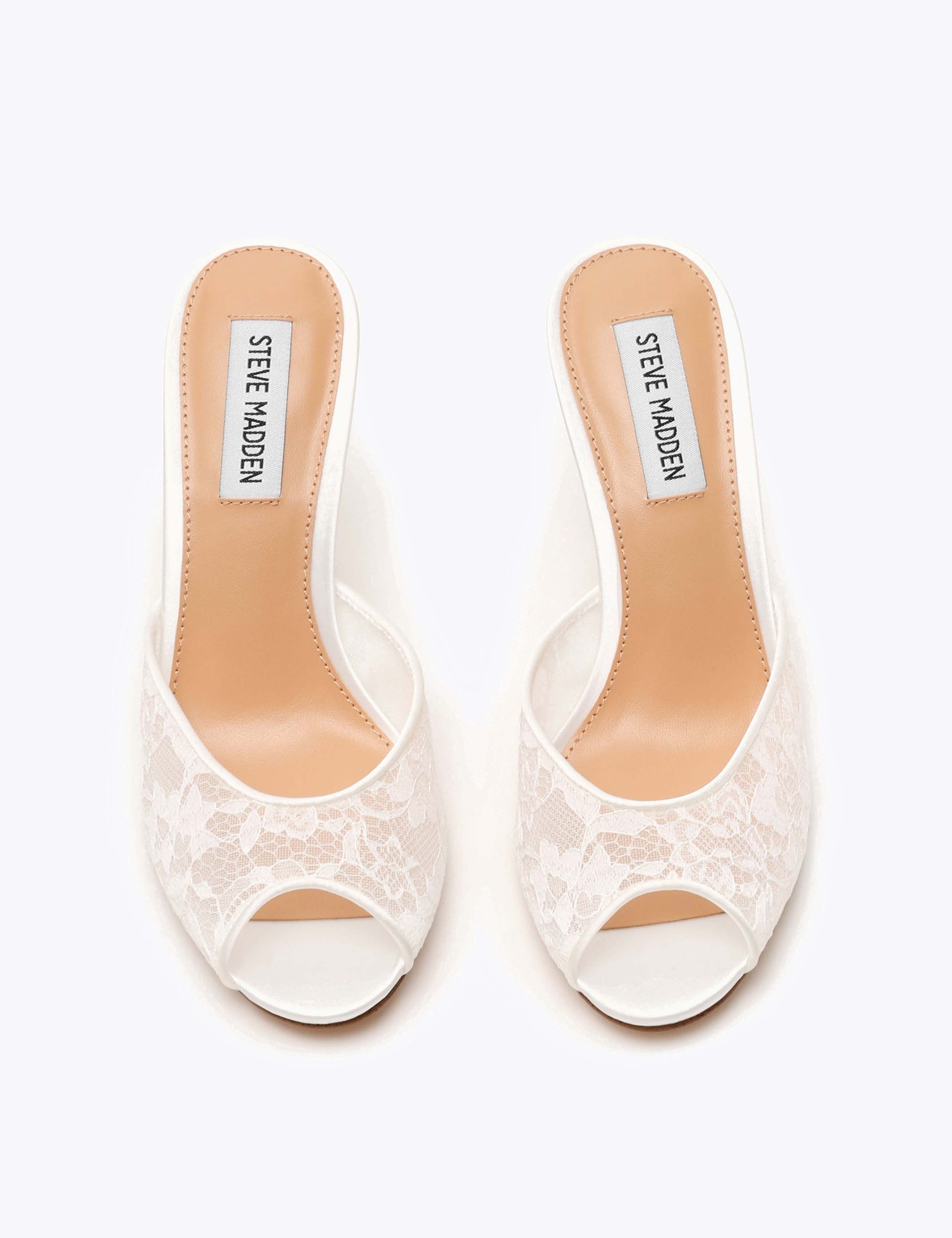 Lace Stiletto Heel Peep Toe Mule Sandals 3 of 4
