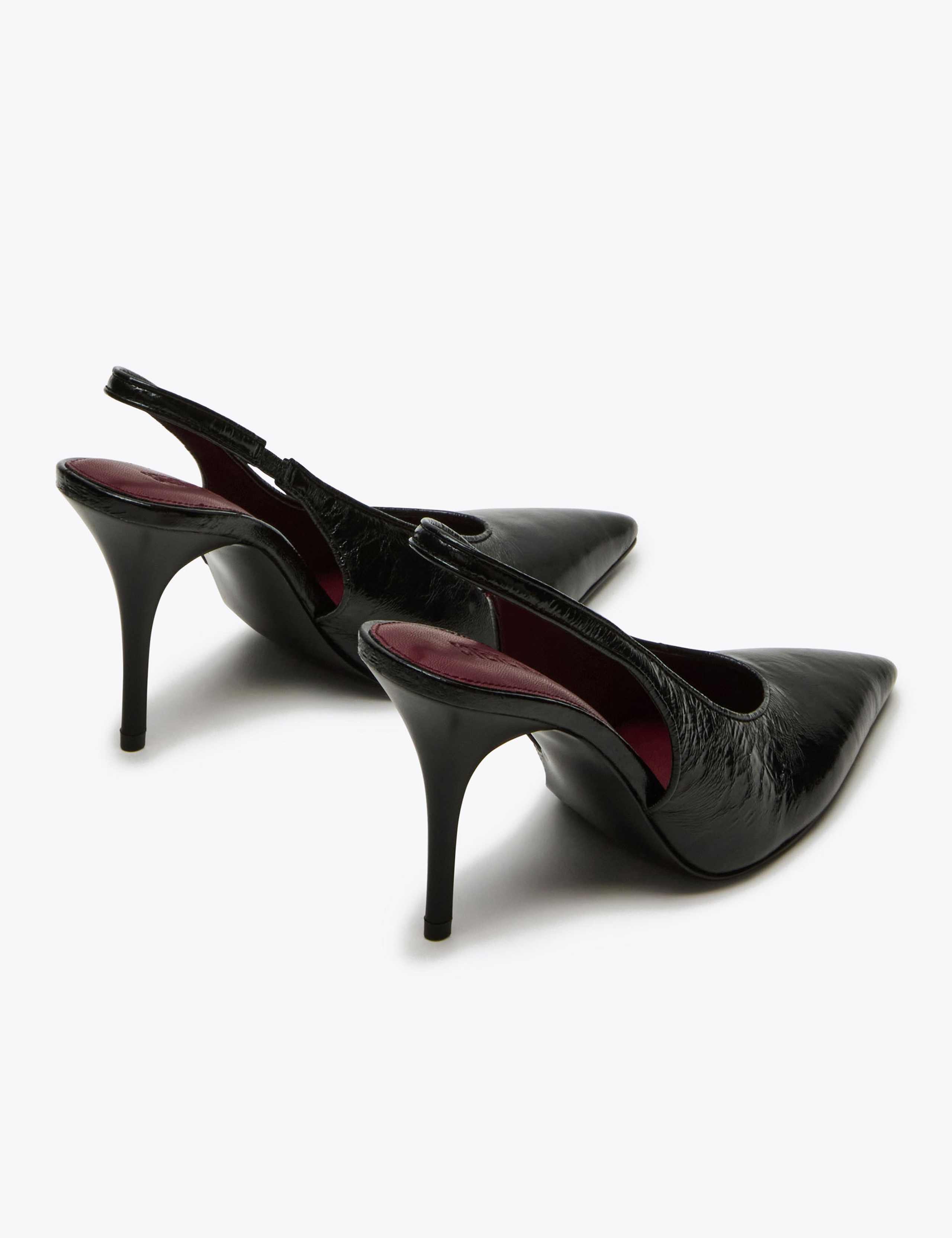 Leather Stiletto Heel Slingback Shoes 3 of 4