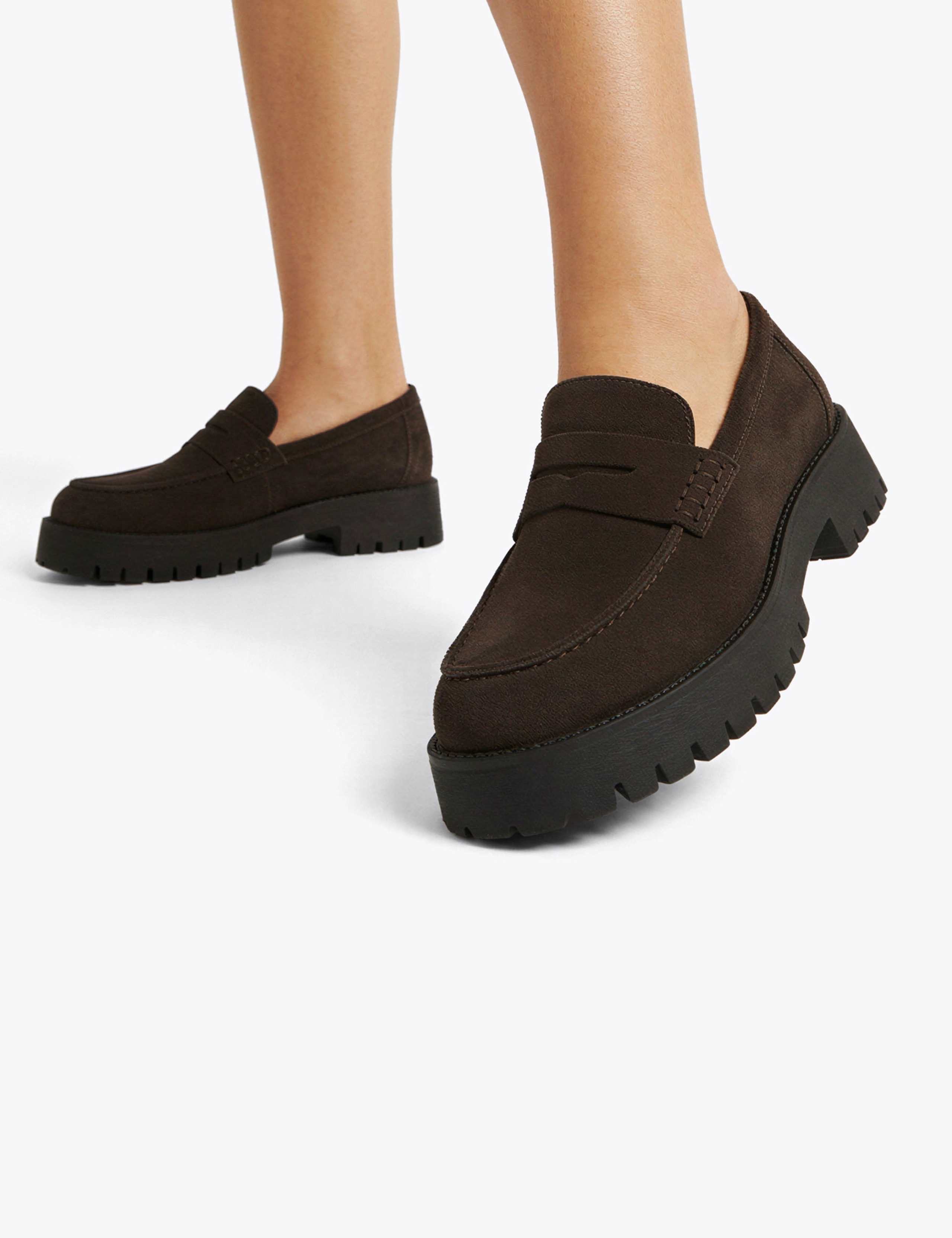 Suede Chunky Block Heel Loafers 3 of 5