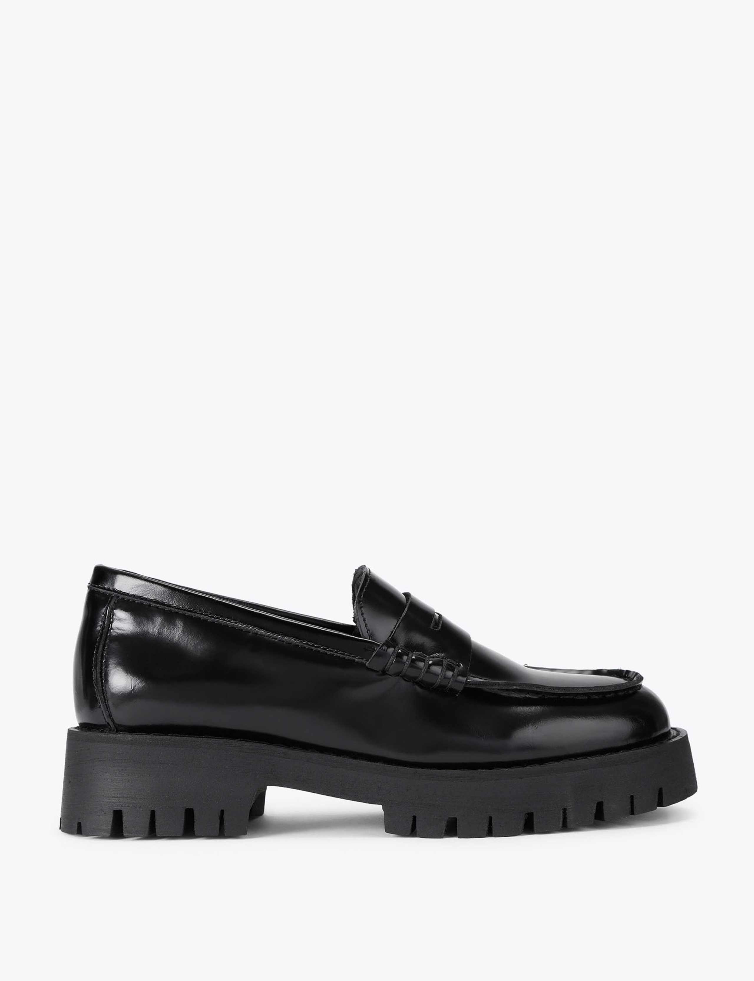 Leather Chunky Block Heel Loafers 1 of 5