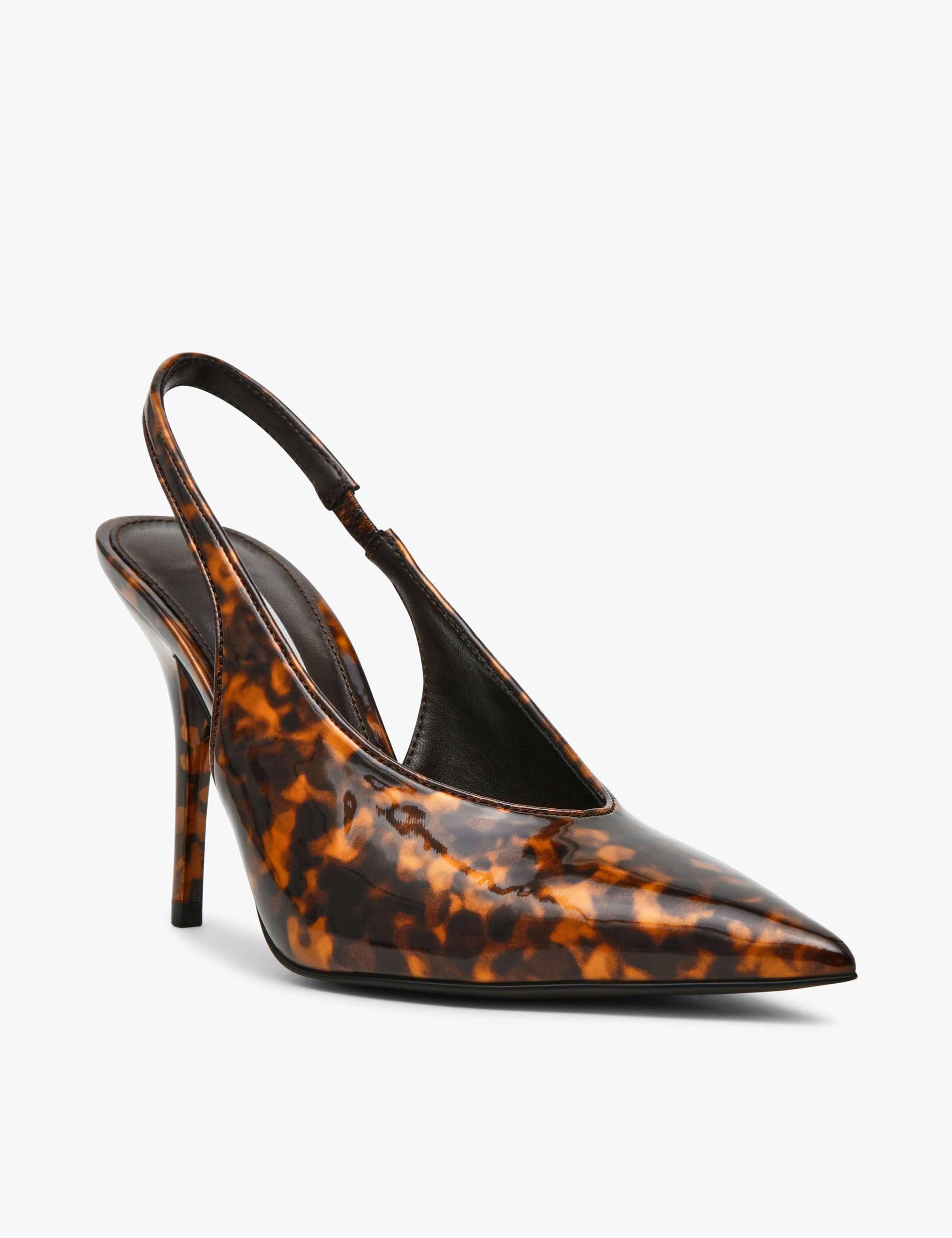 Patent Tortoise Stiletto Heel Slingbacks 2 of 5