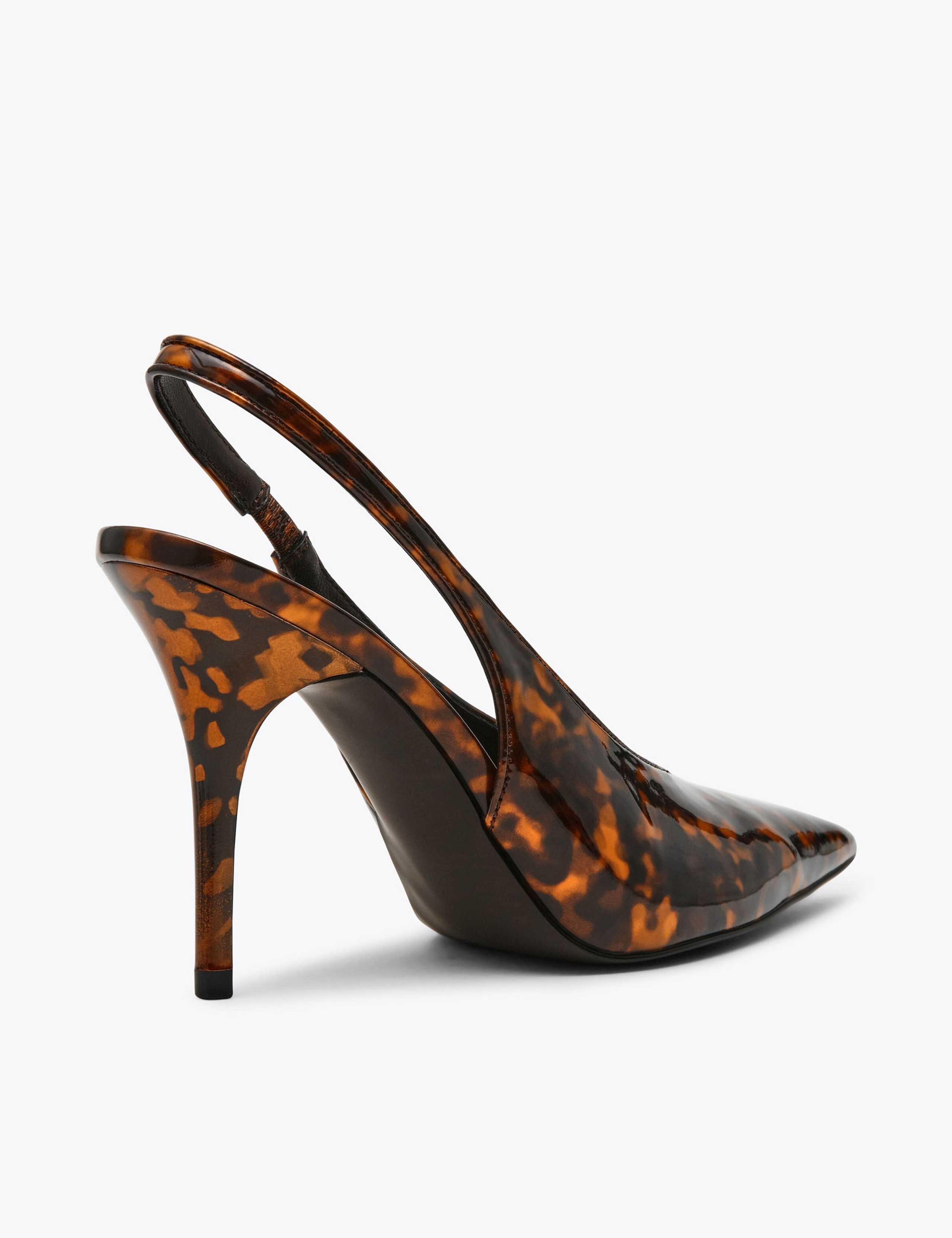 Patent Tortoise Stiletto Heel Slingbacks 4 of 5