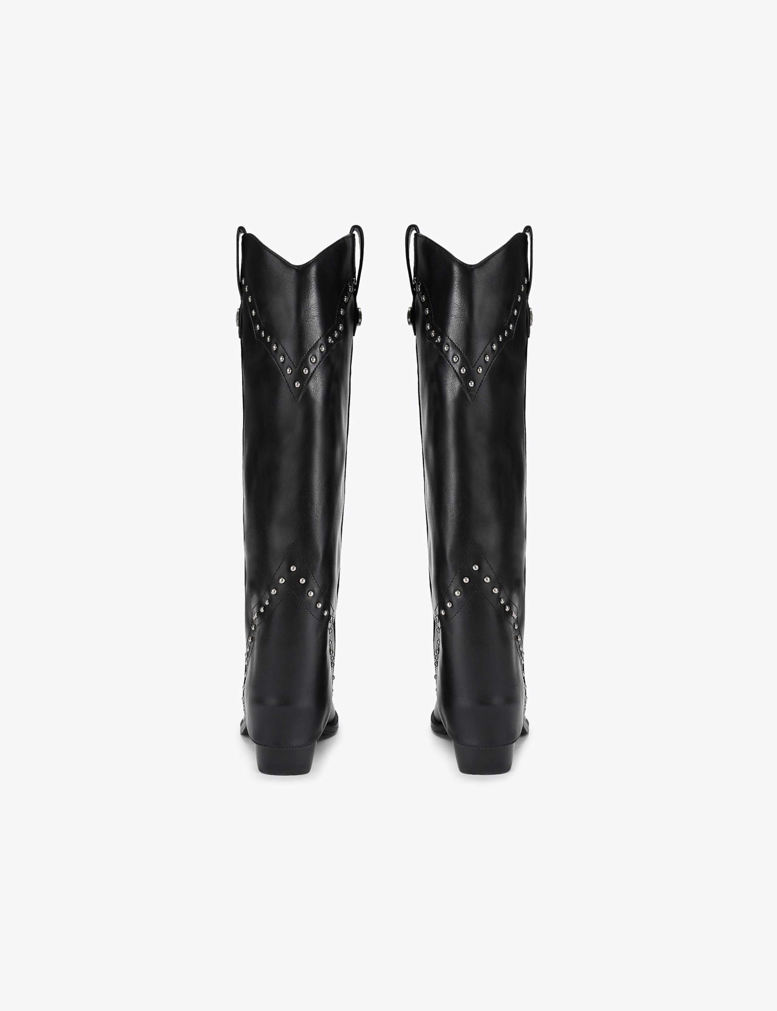 Leather Studded Block Heel Knee High Boots 3 of 4