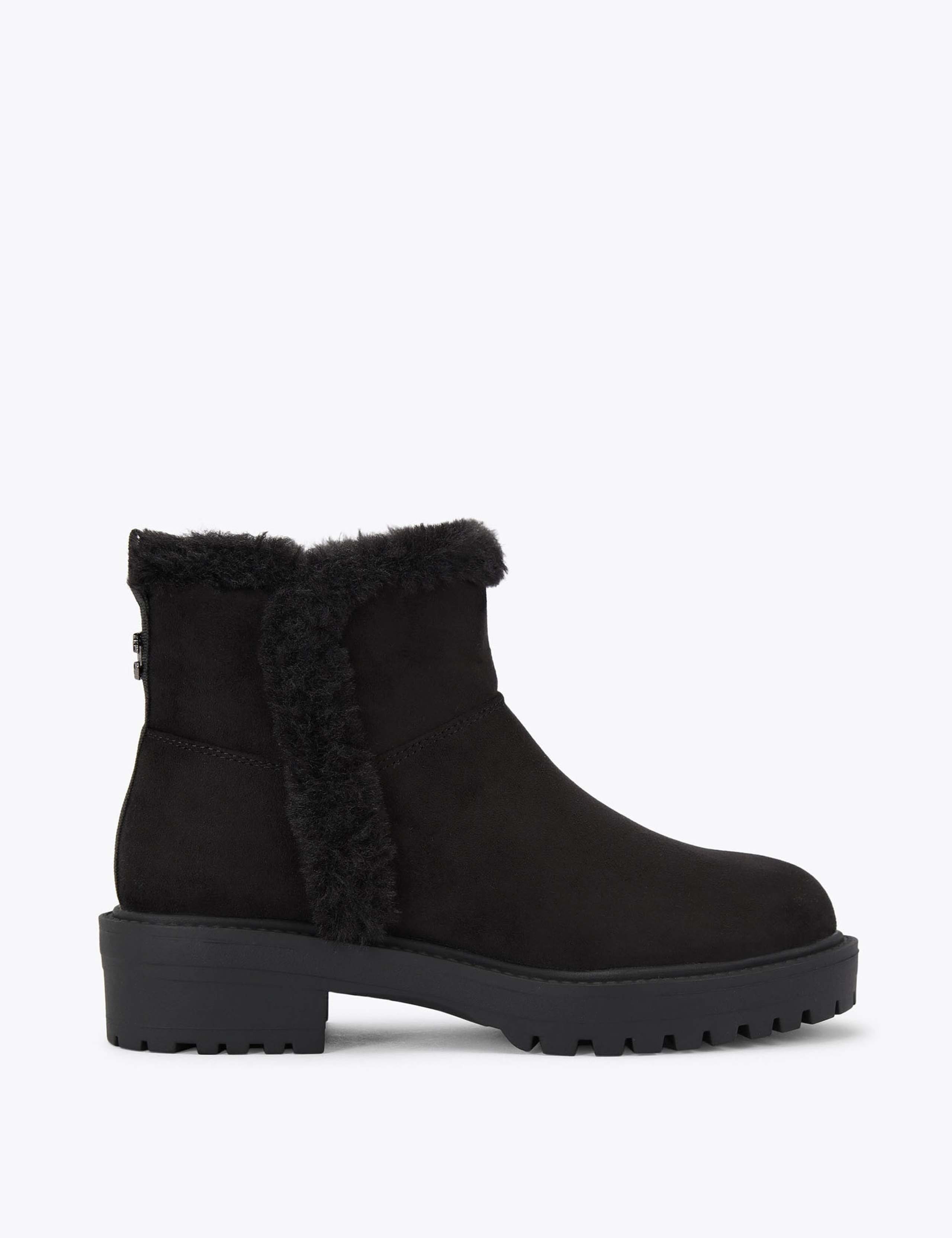 Faux Fur Lining Flat Ankle Boots 1 of 5