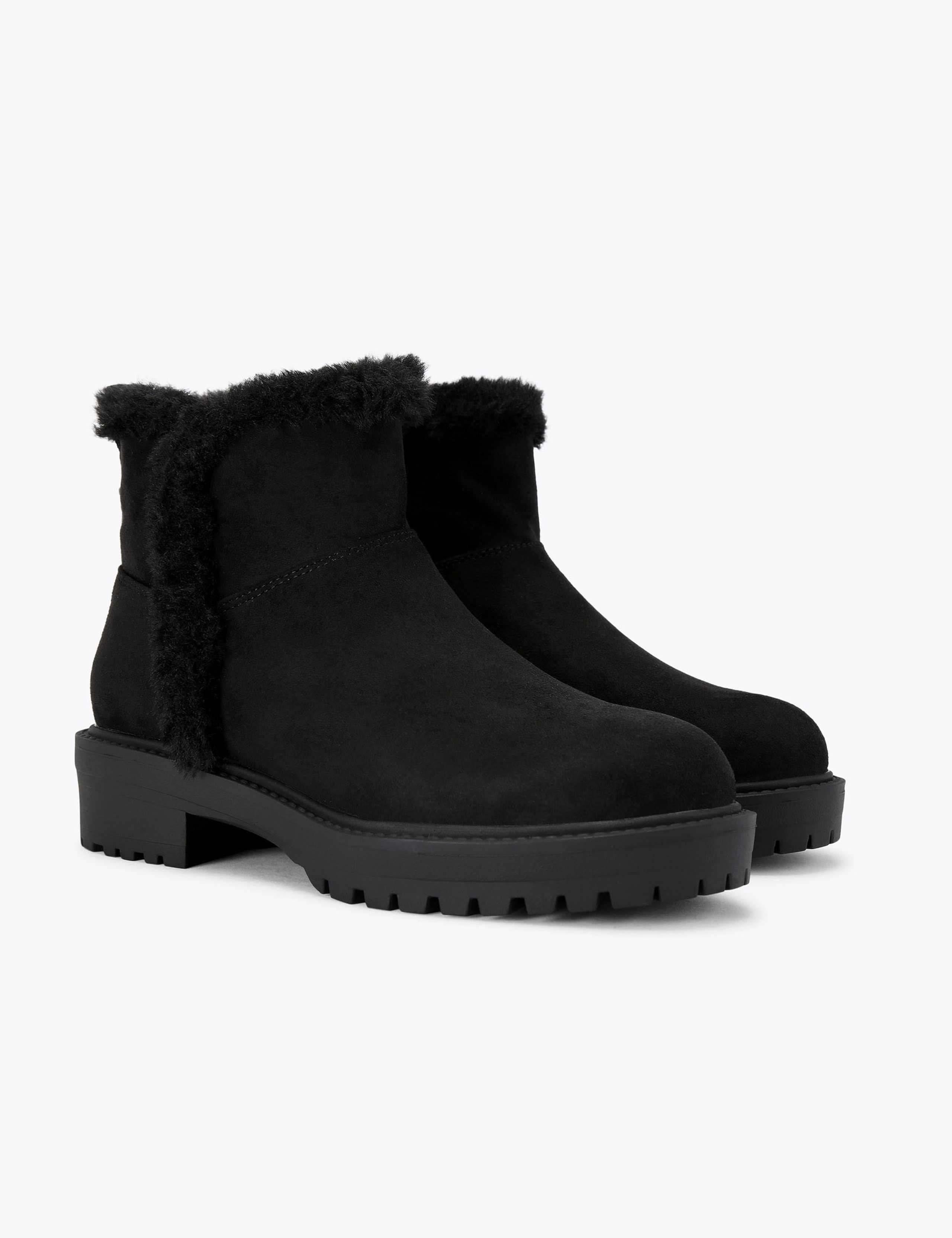 Faux Fur Lining Flat Ankle Boots 3 of 5