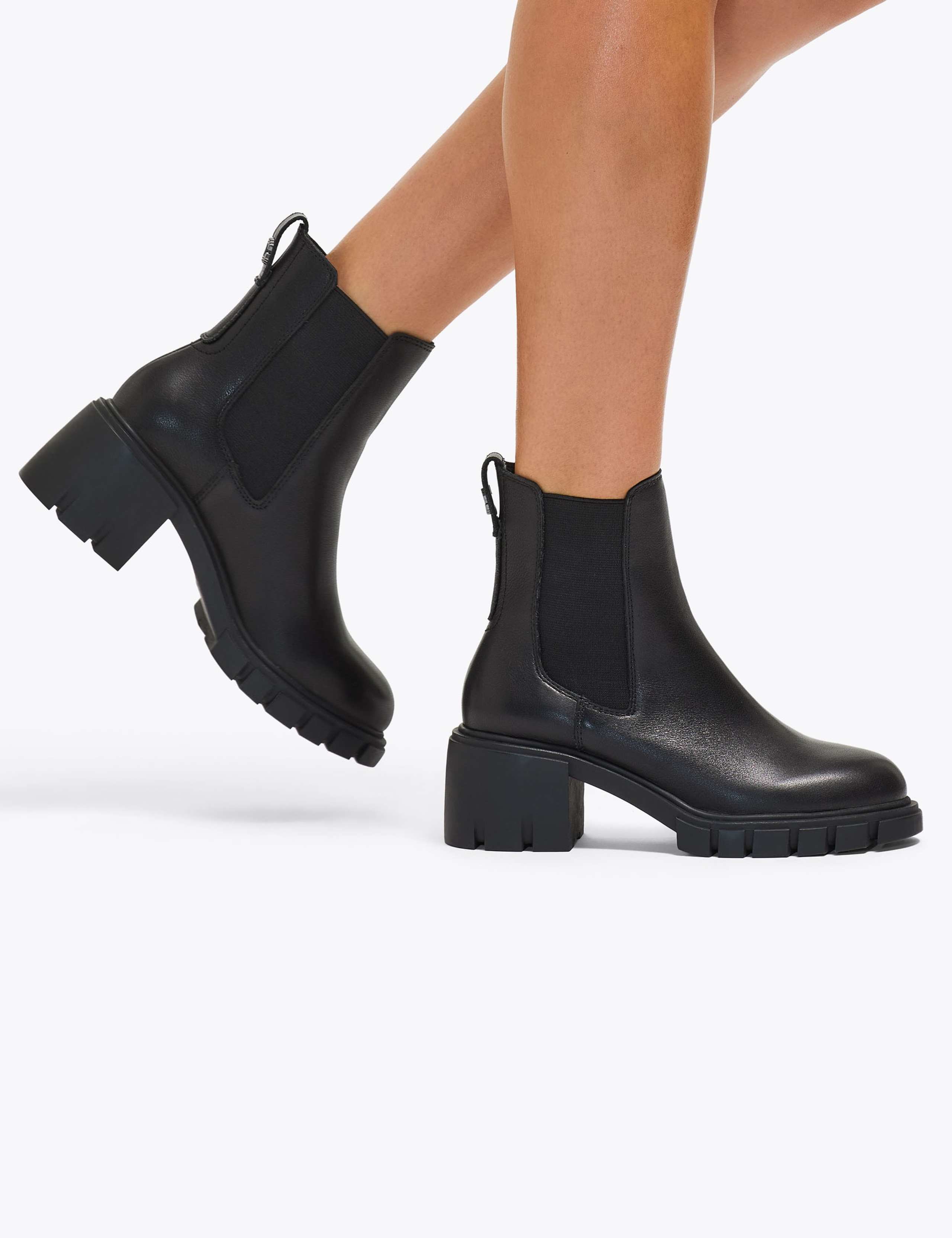 Leather Chelsea Block Heel Boots 3 of 5