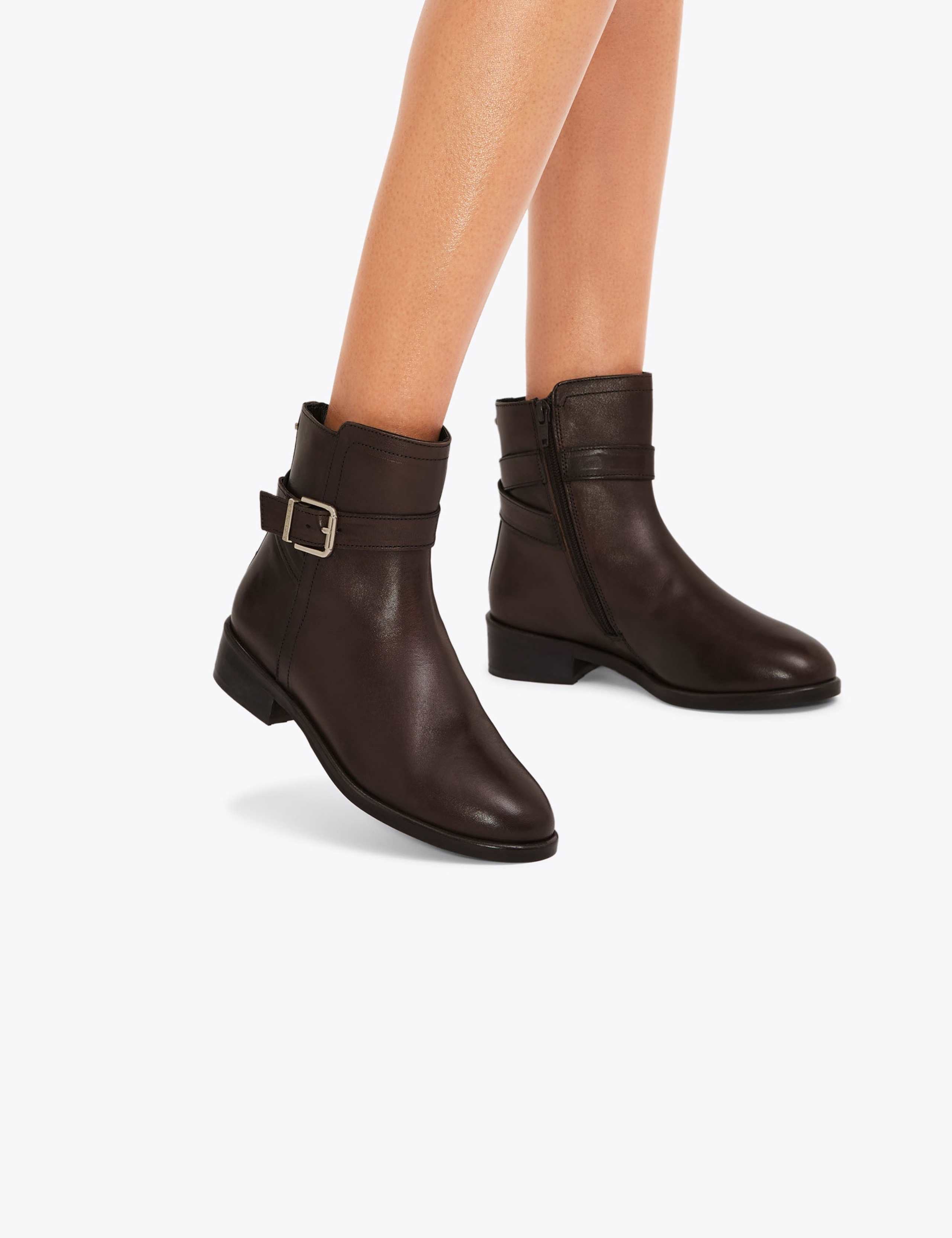 Leather Buckle Flat Ankle Boots 3 of 5