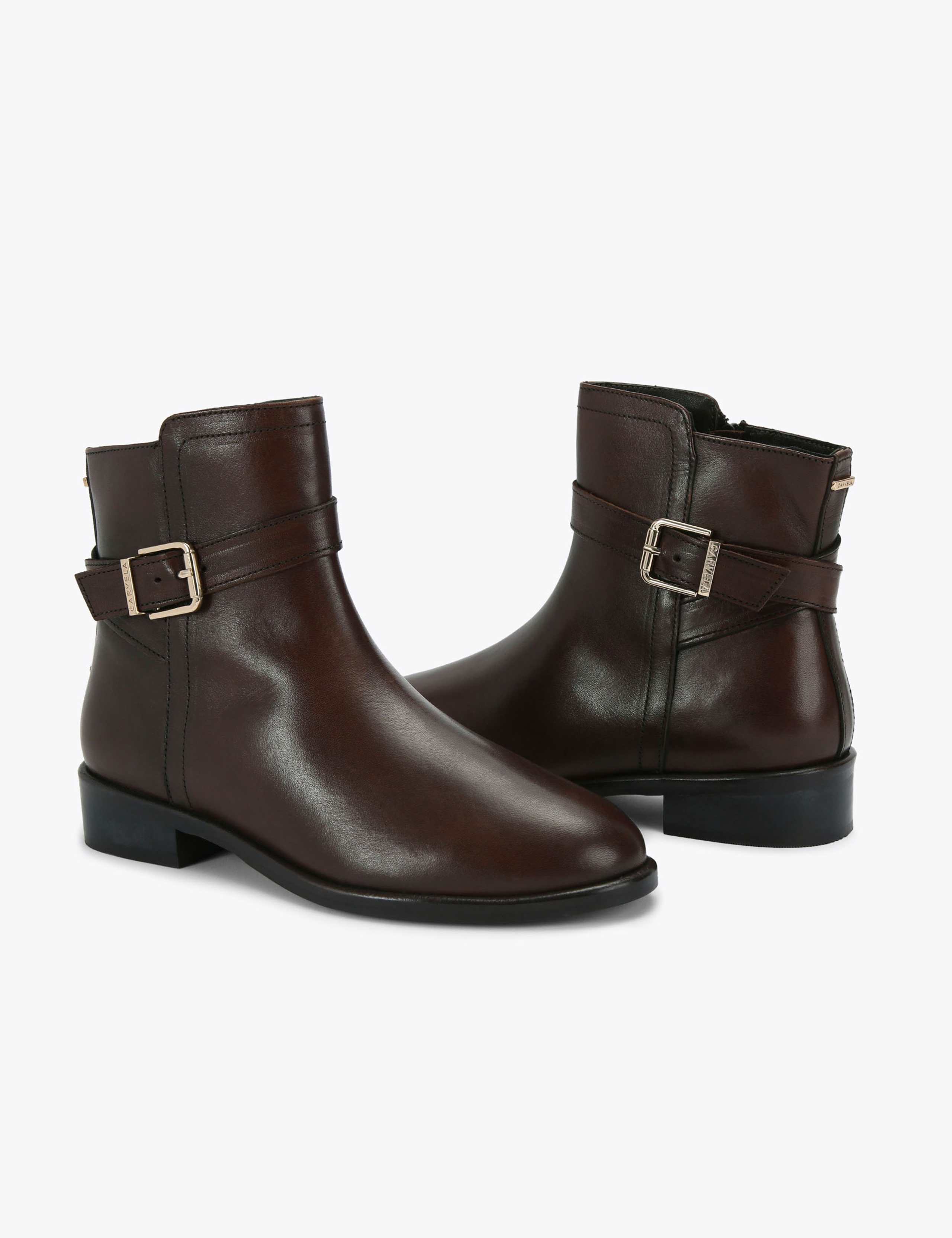 Leather Buckle Flat Ankle Boots 4 of 5