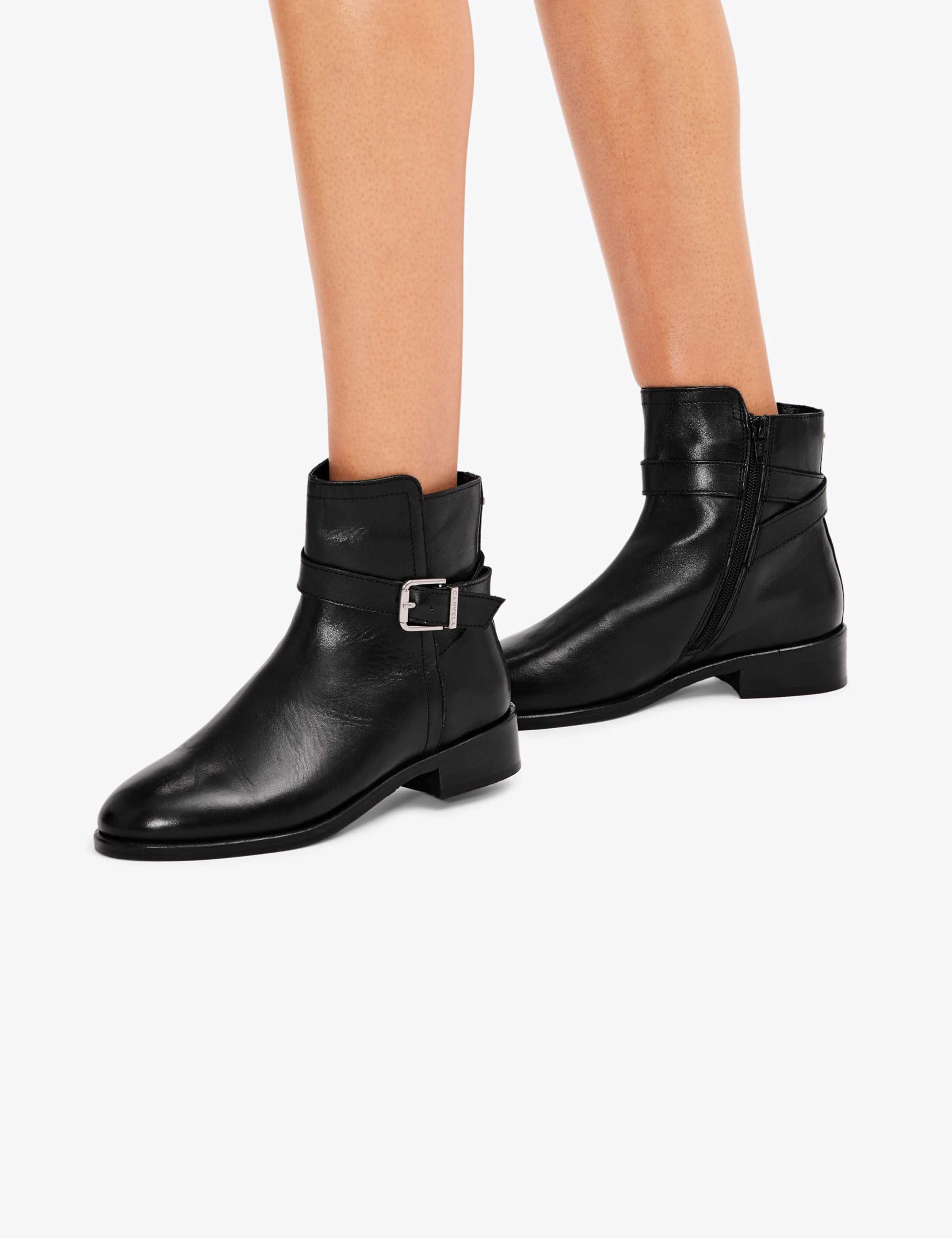 Leather Buckle Flat Ankle Boots 3 of 5