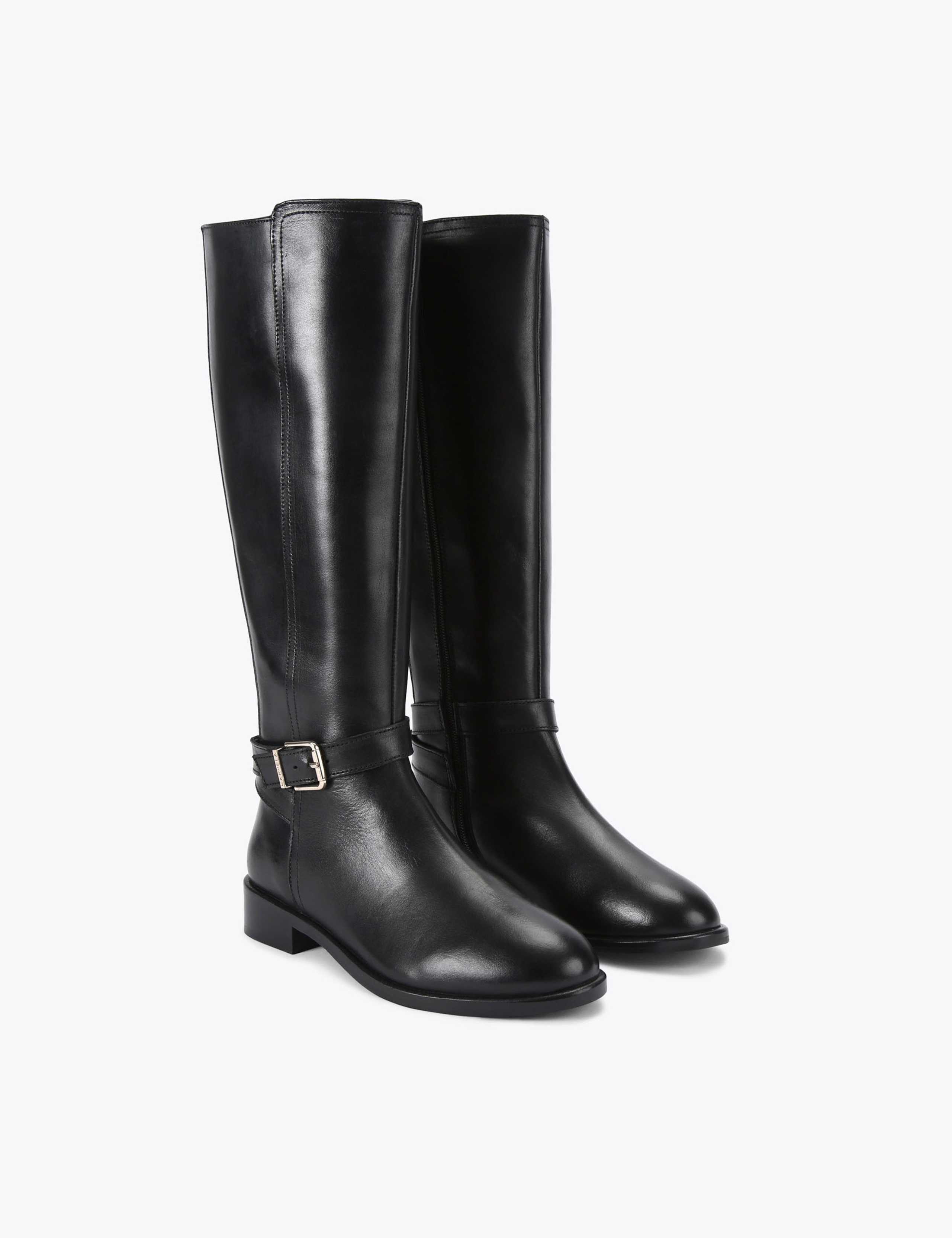 Leather Flat Riding Boots 2 of 5
