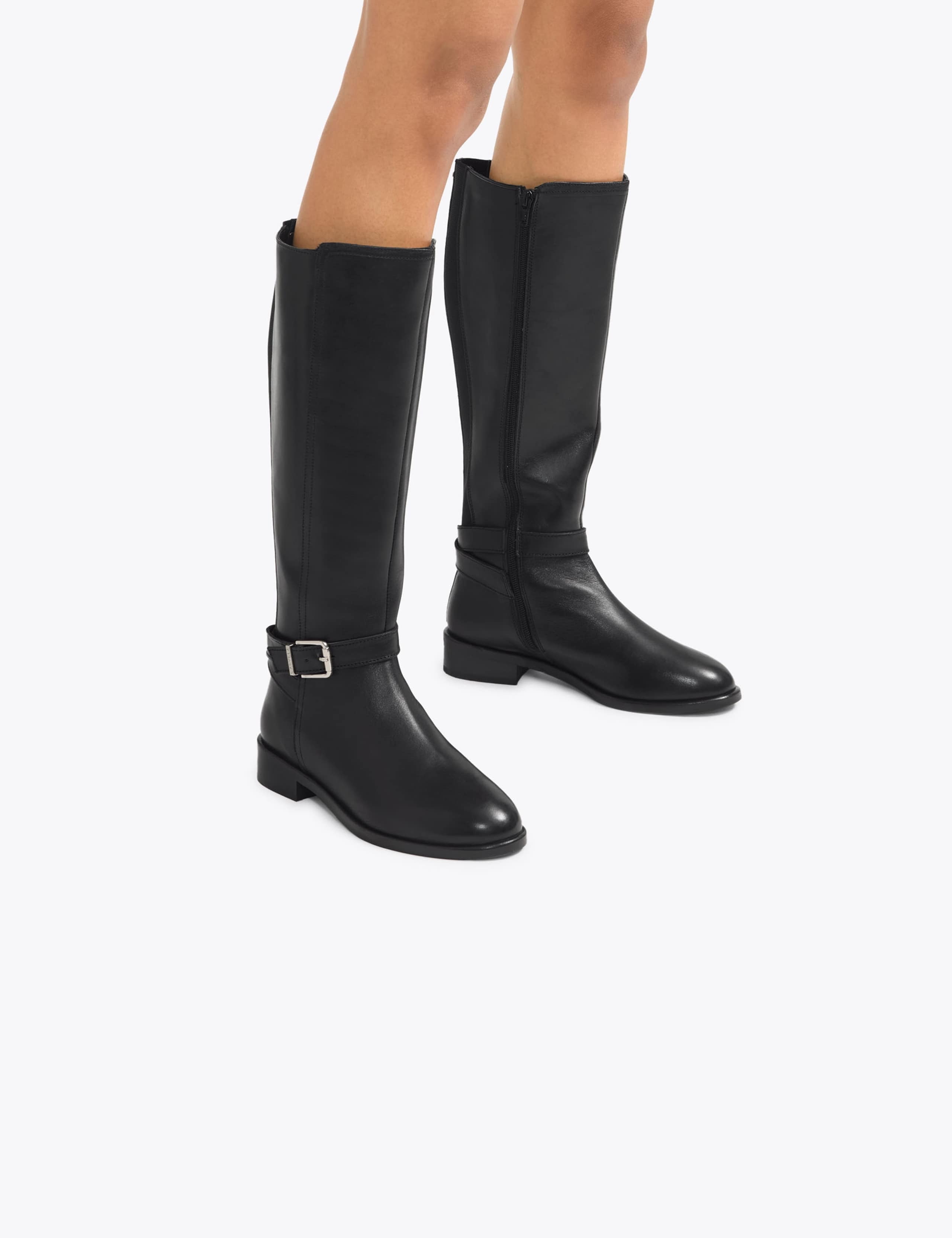Leather Flat Riding Boots 3 of 5