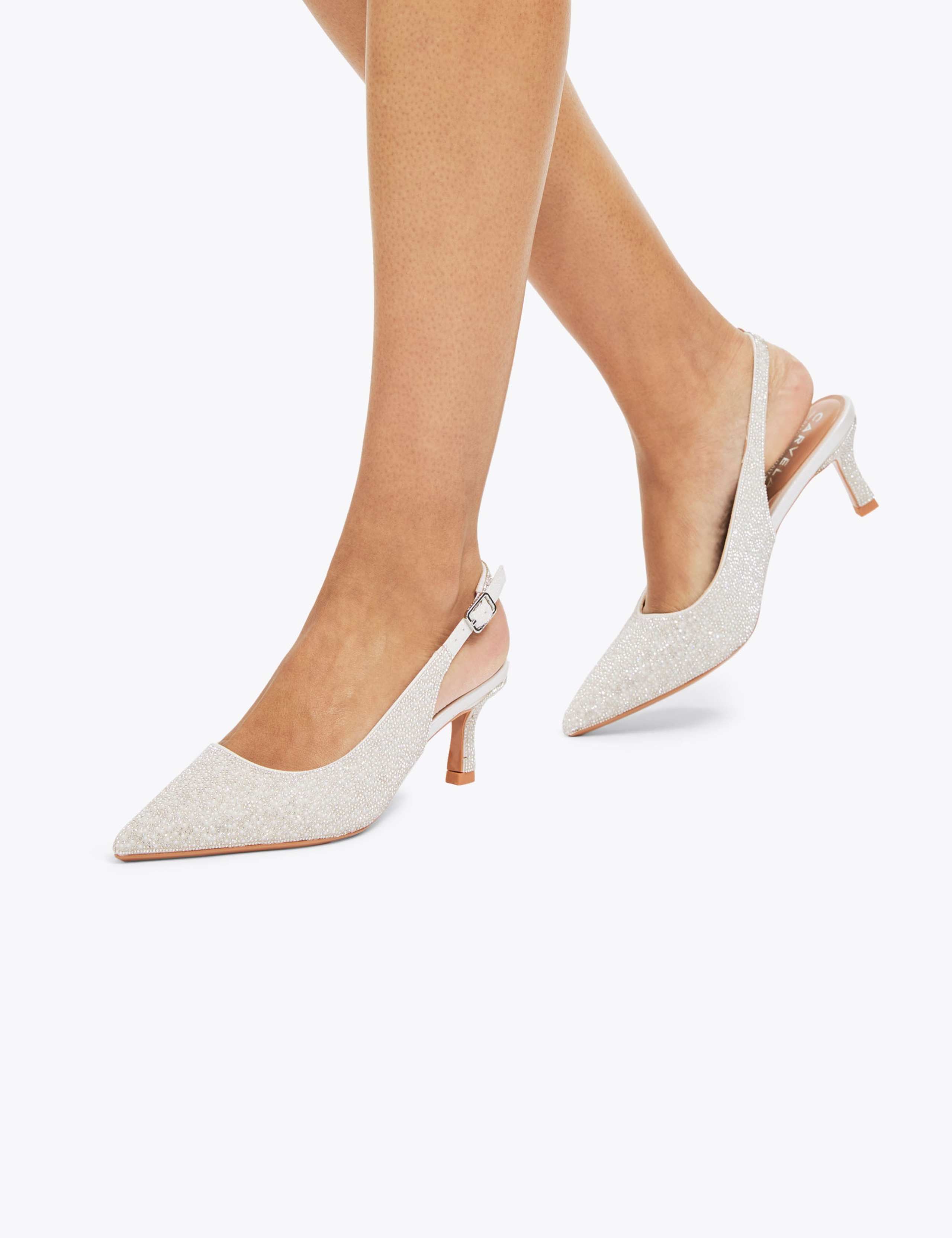 Embellished Kitten Heel Slingback Shoes 2 of 5