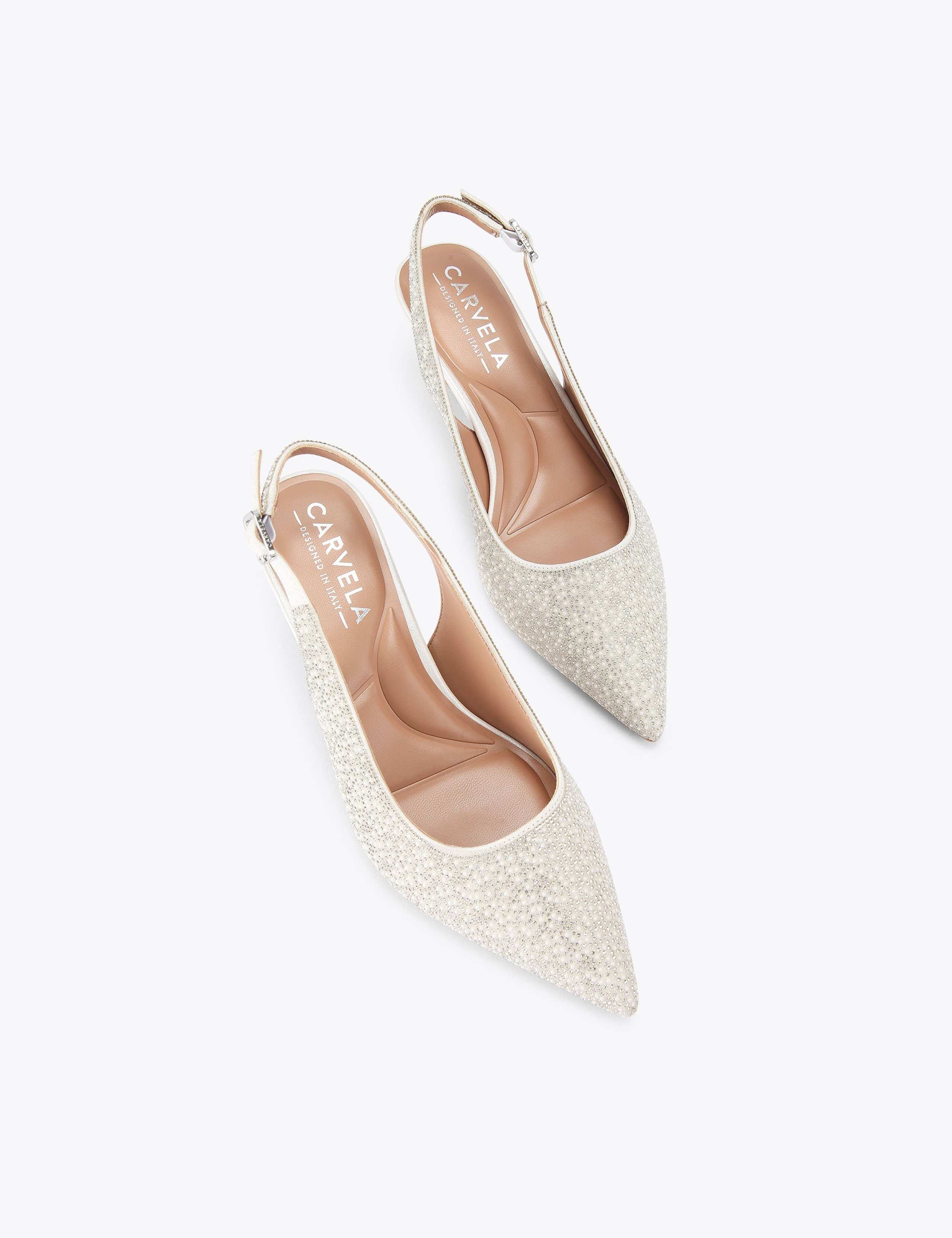 Embellished Kitten Heel Slingback Shoes 3 of 5