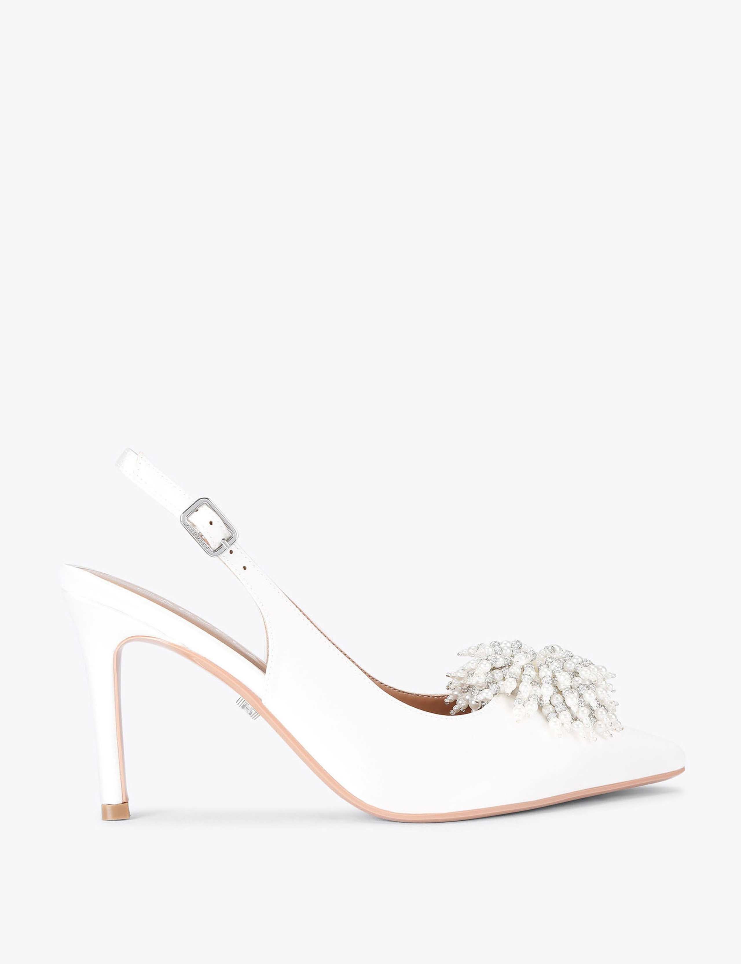 Satin Embellished Slingback Shoes 1 of 5