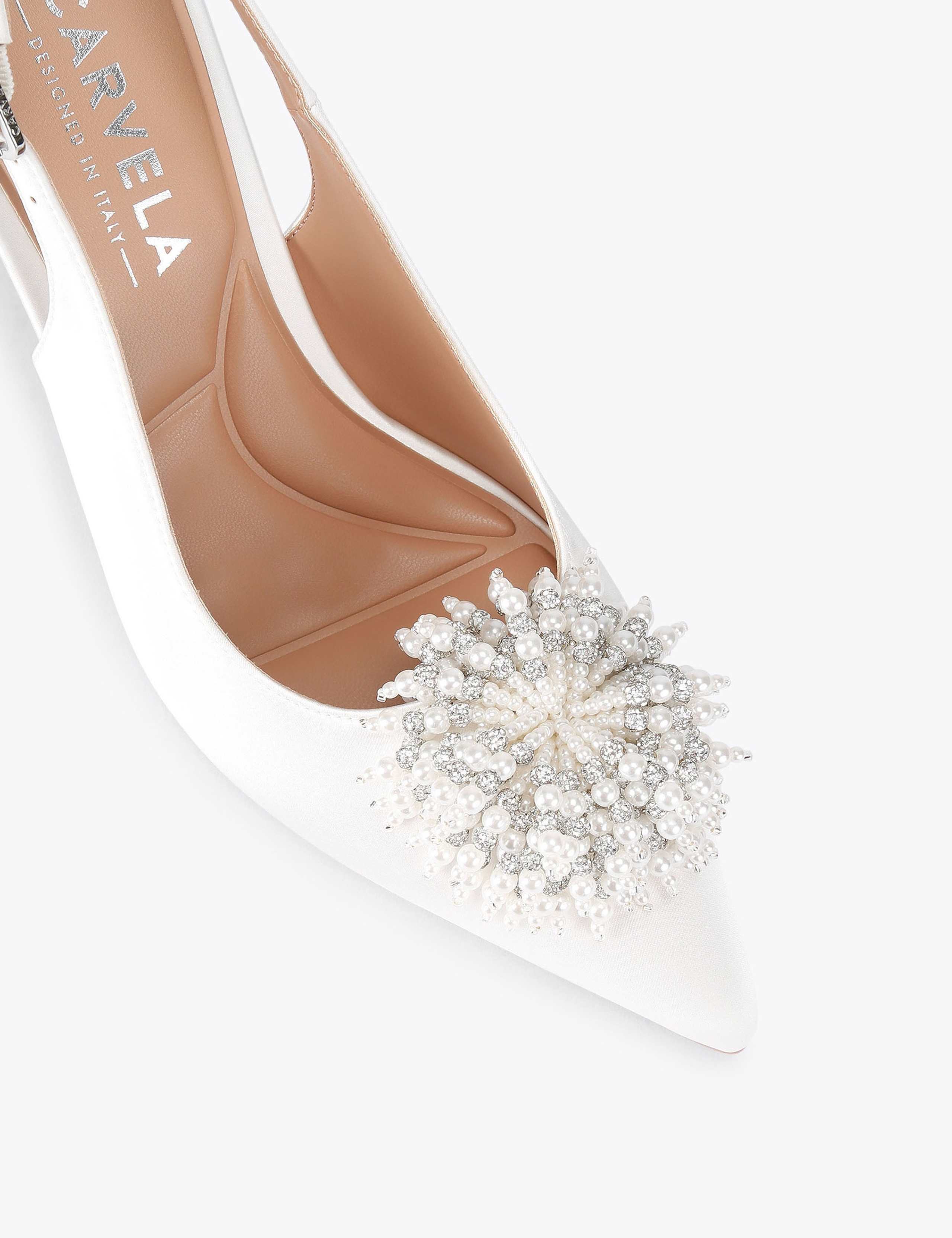 Satin Embellished Slingback Shoes 3 of 5