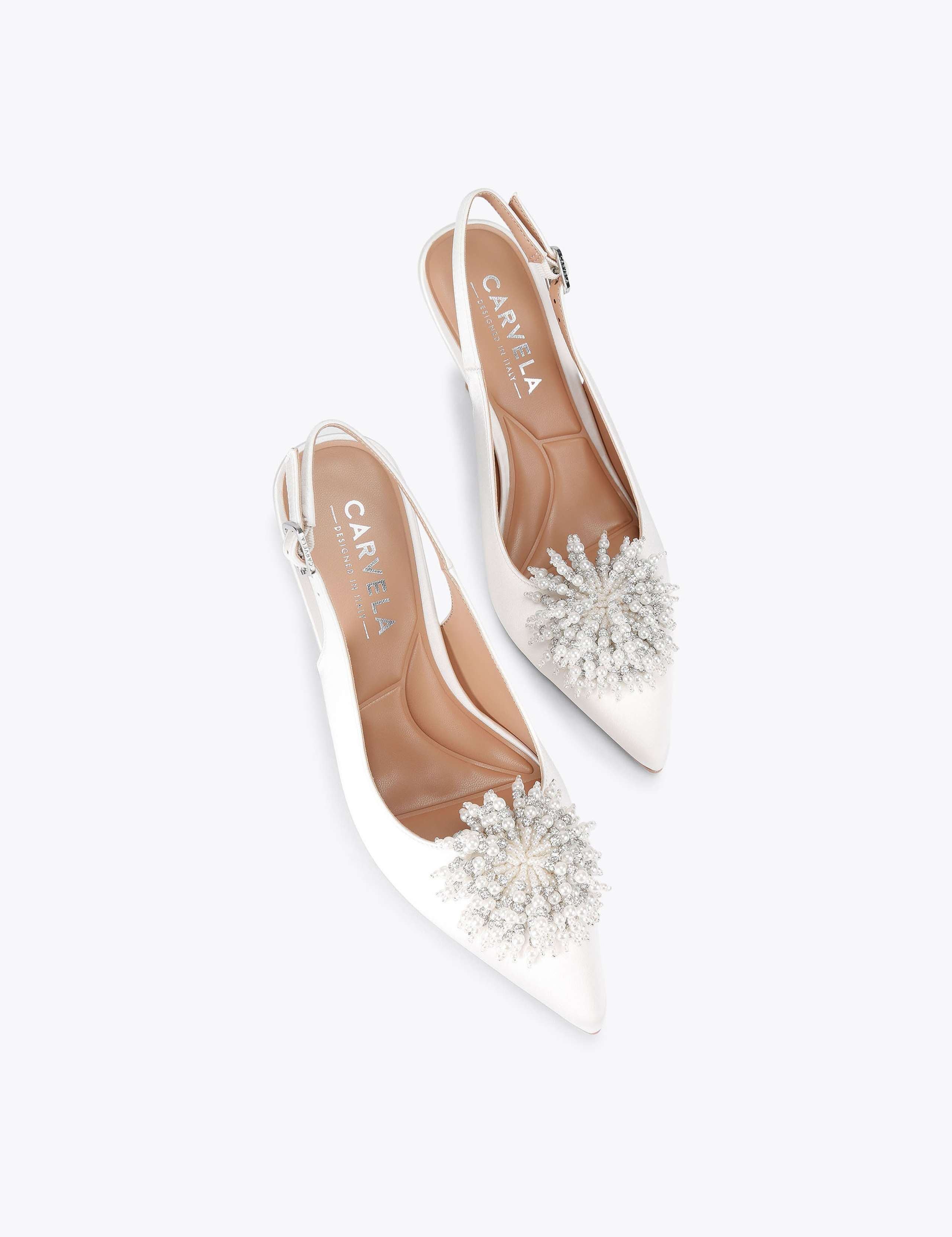 Satin Embellished Slingback Shoes 4 of 5