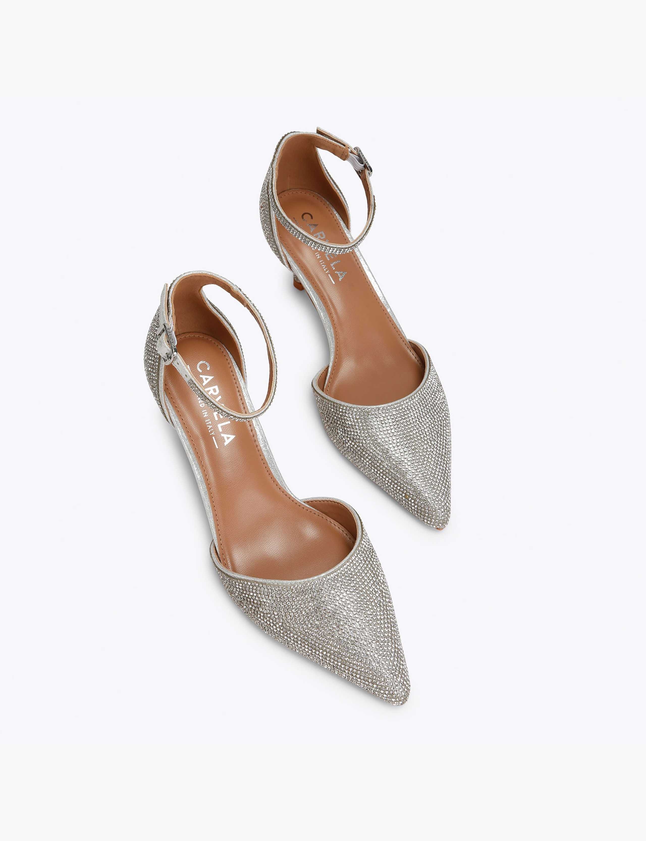 Sparkle Ankle Strap Stiletto Heel Court Shoes 3 of 5