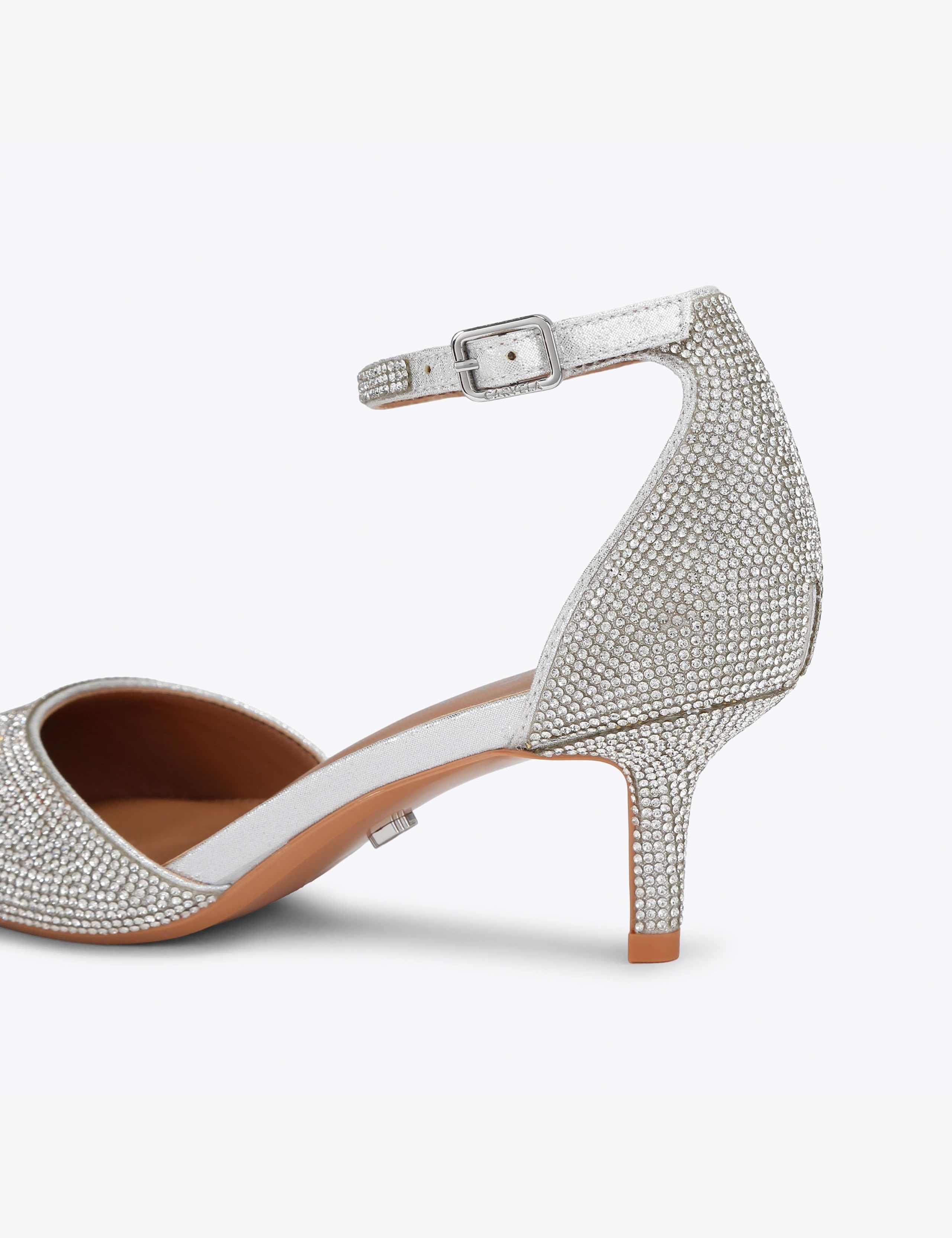Sparkle Ankle Strap Stiletto Heel Court Shoes 4 of 5