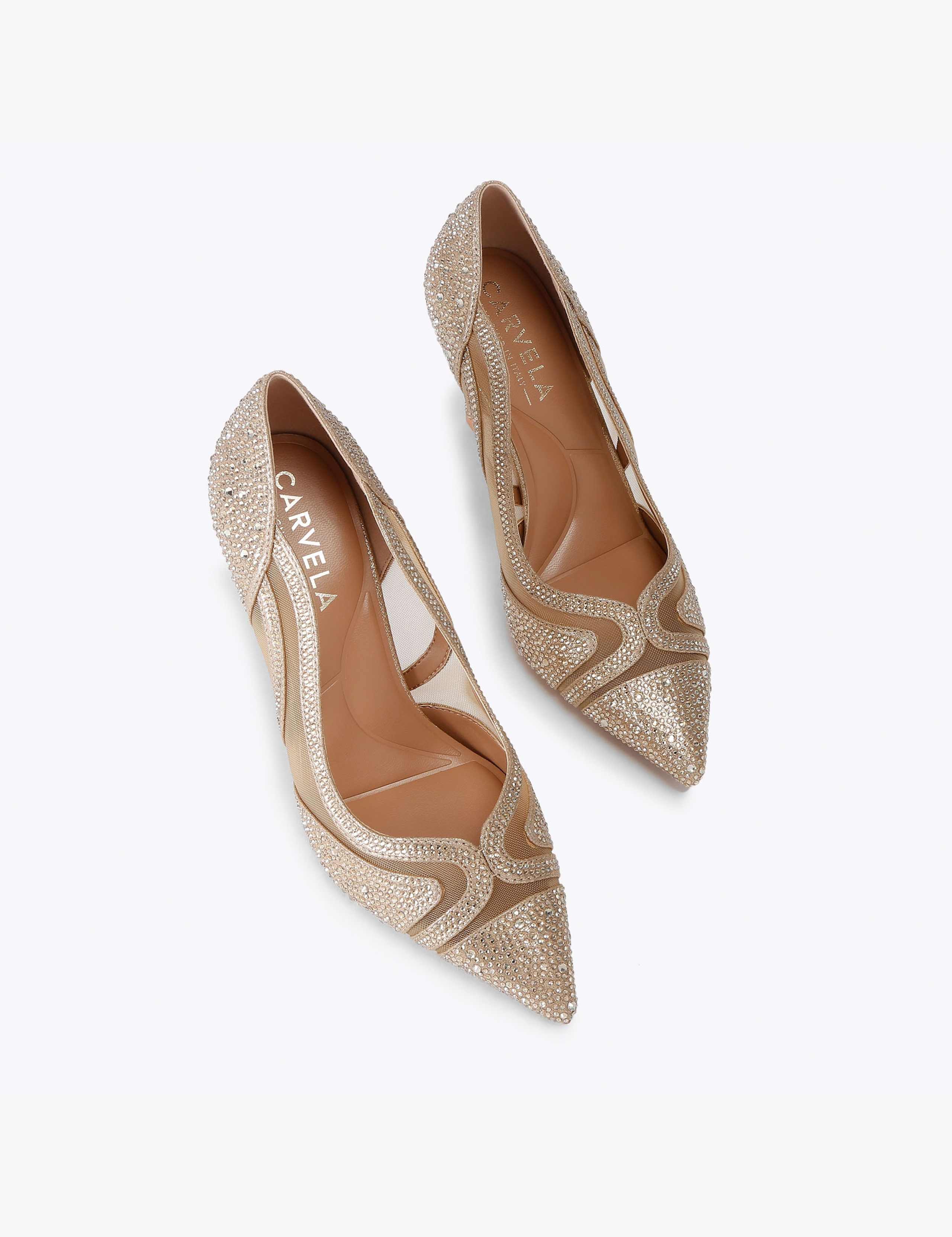Embellished Stiletto Heel Pointed Court Shoes 3 of 5
