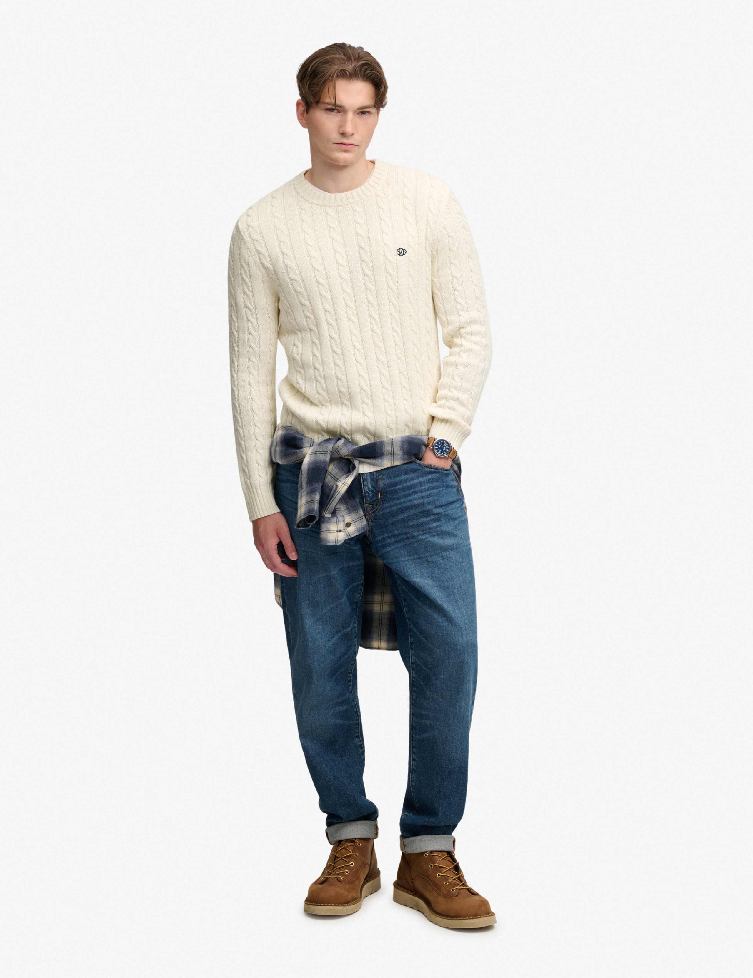 Pure Cotton Cable Crew Neck Jumper 3 of 7