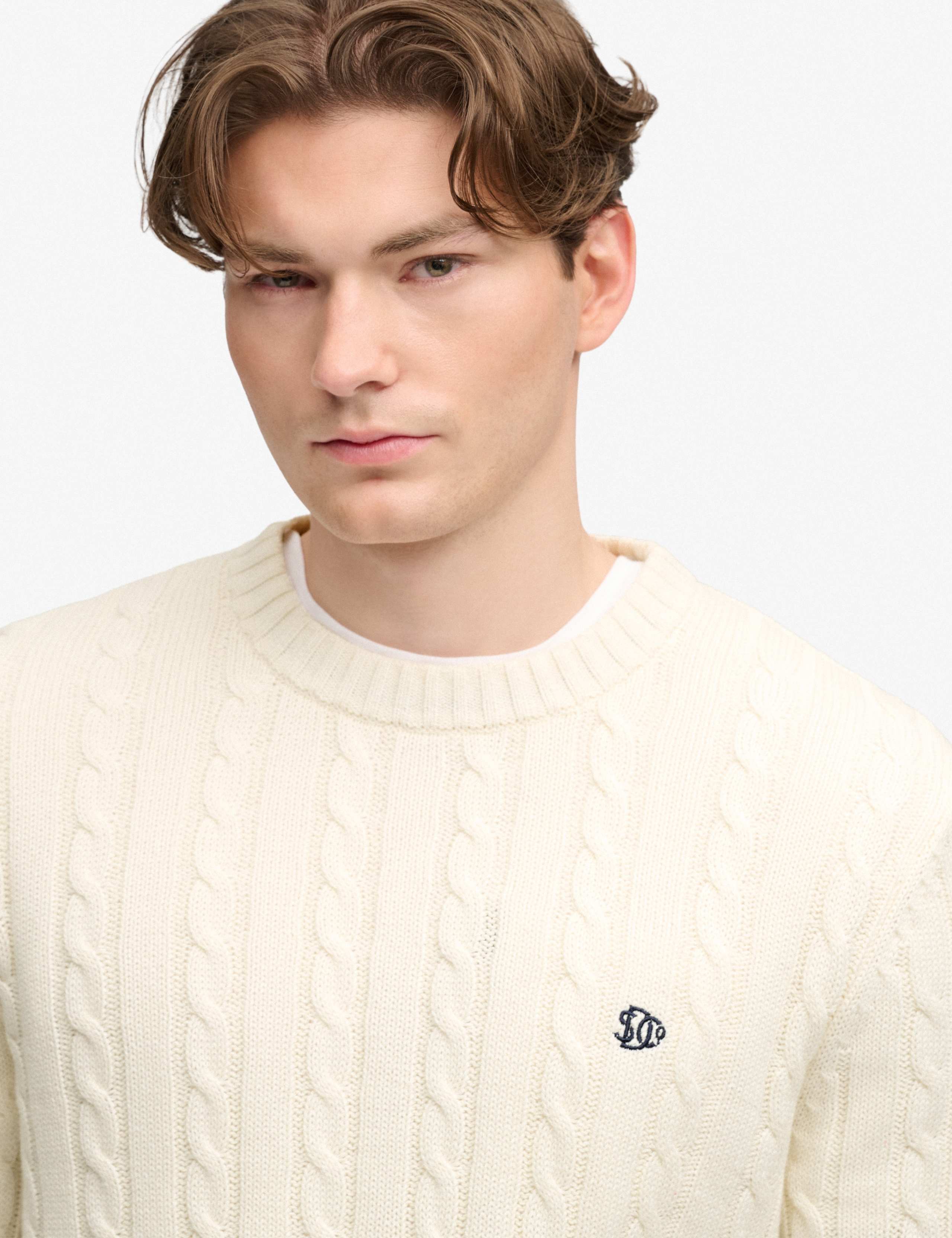 Pure Cotton Cable Crew Neck Jumper 5 of 7