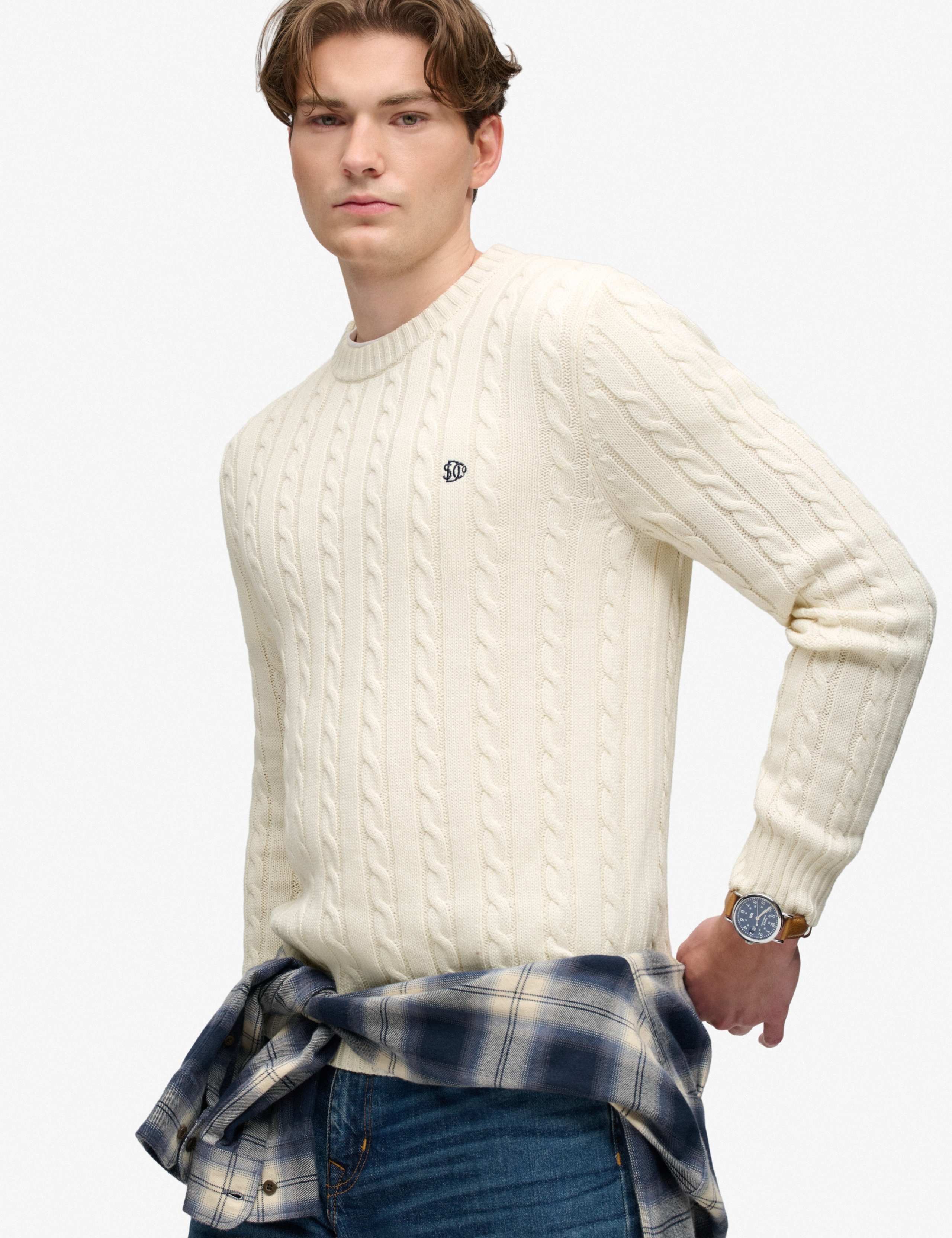 Pure Cotton Cable Crew Neck Jumper 6 of 7
