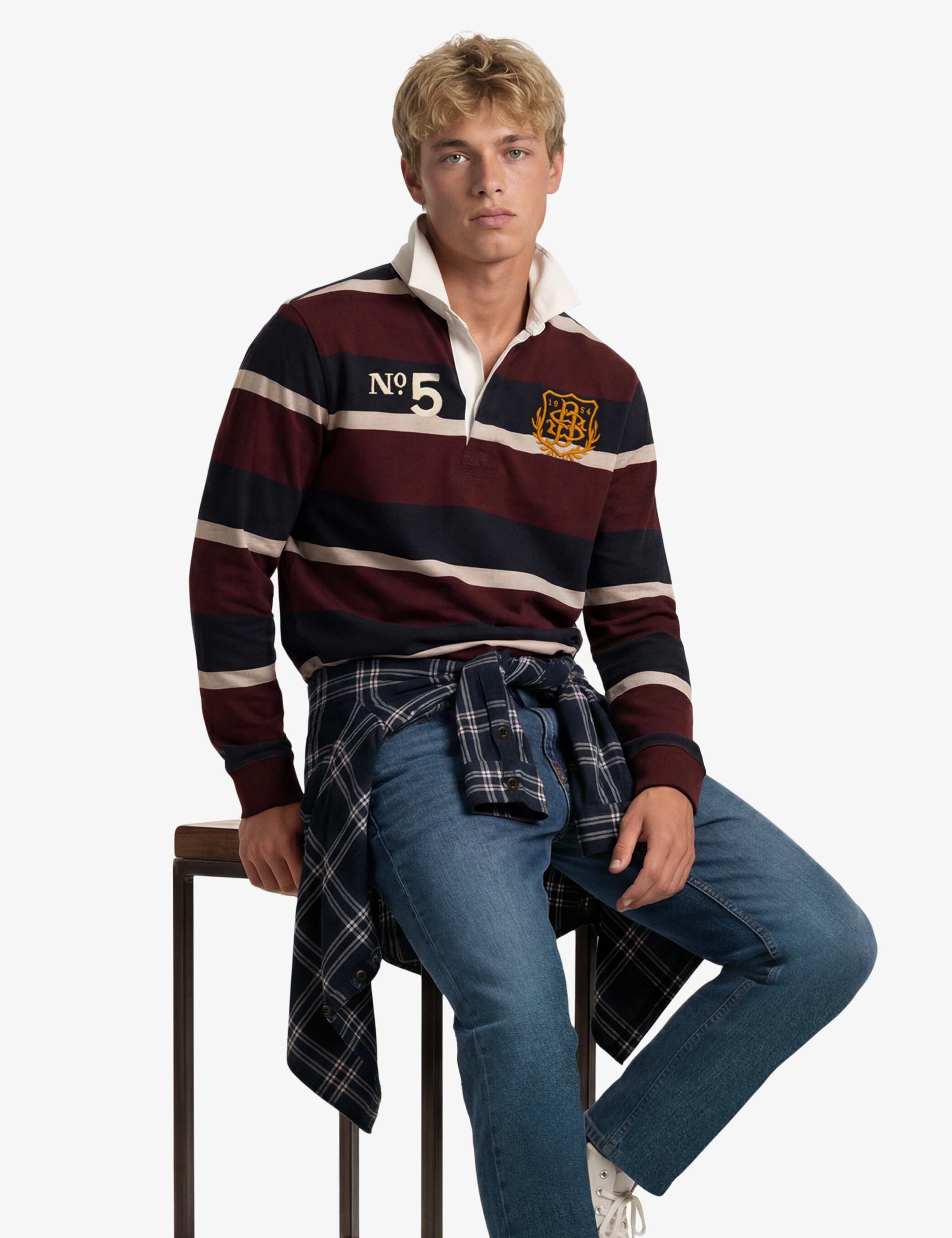 Pure Cotton Striped Embroidered Rugby Shirt 4 of 5