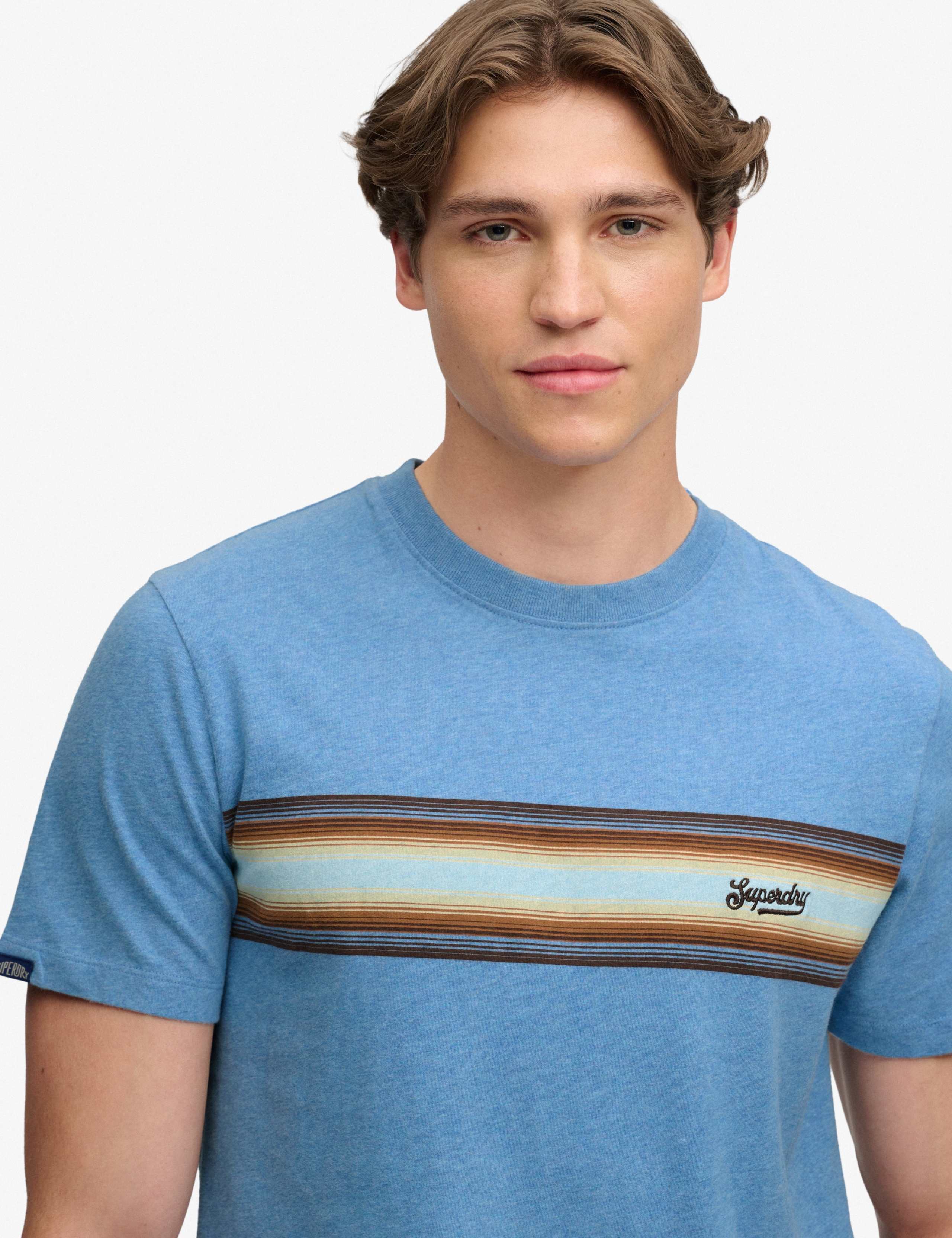 Pure Cotton Chest Stripe Crew Neck T-Shirt 6 of 7