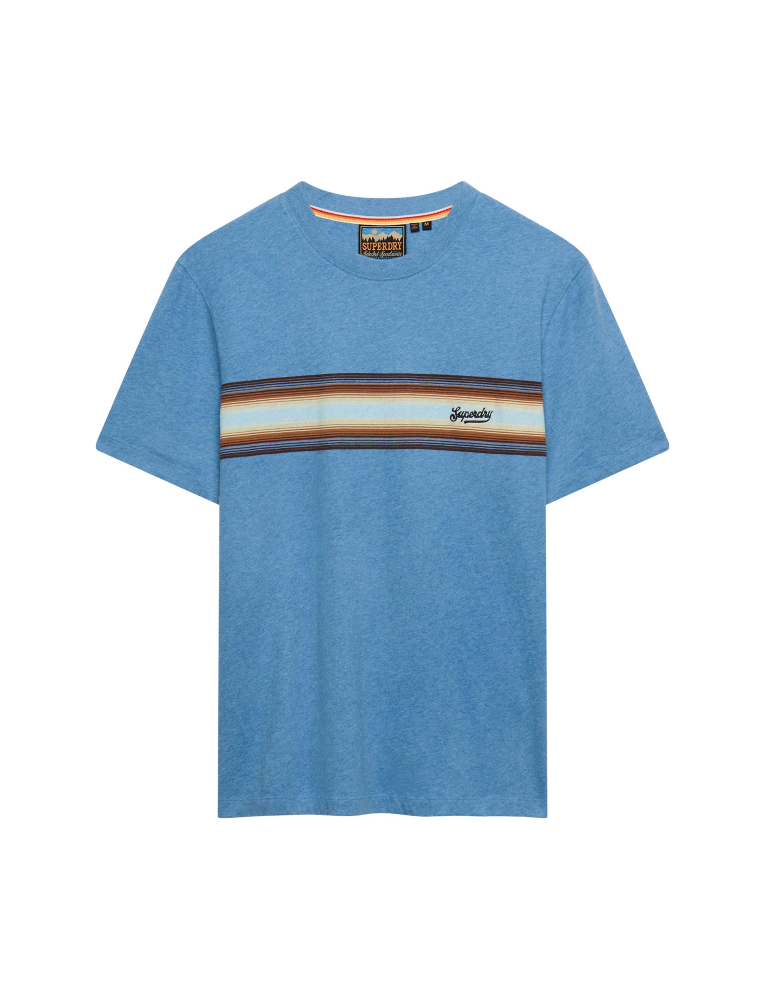 Pure Cotton Chest Stripe Crew Neck T-Shirt 2 of 7