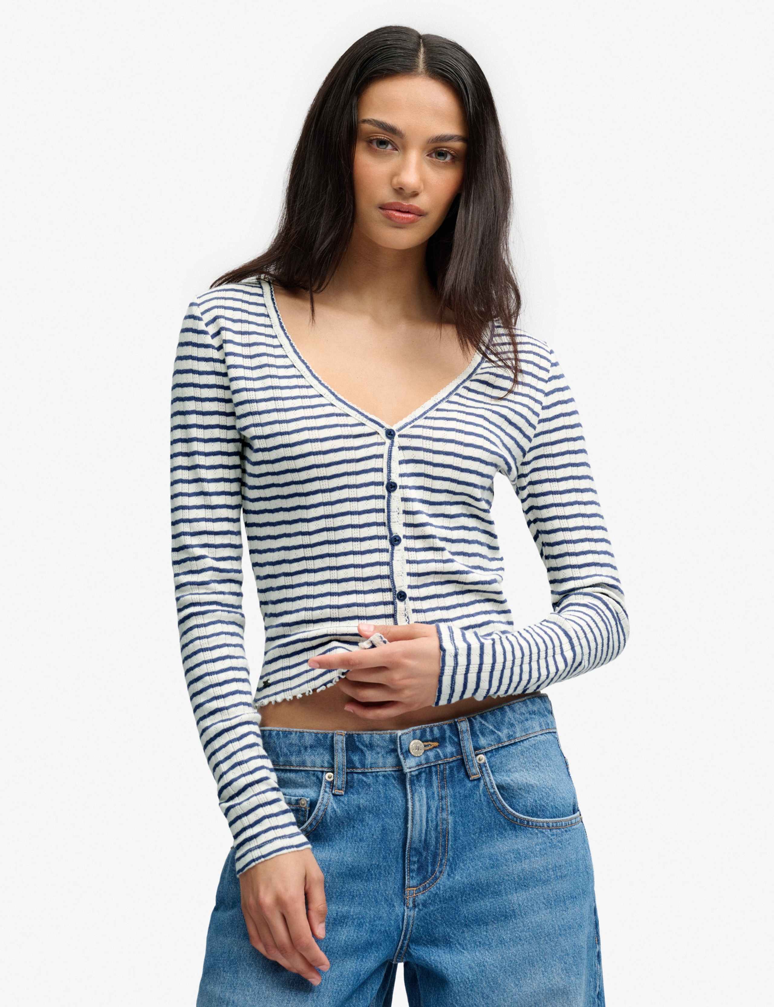 Pure Cotton Striped Cardigan 1 of 6