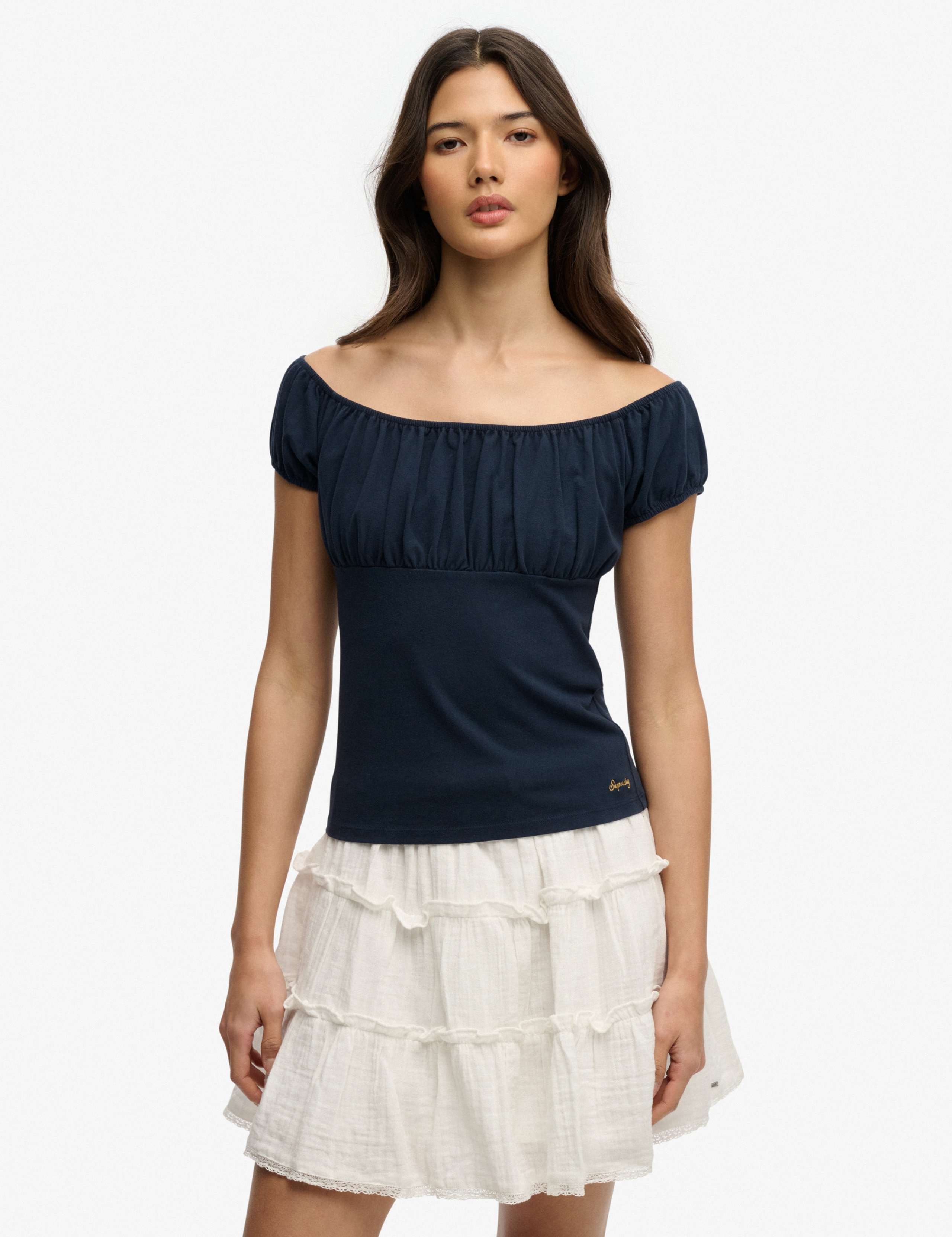 Pure Cotton Ruched Cap Sleeve Top 1 of 6