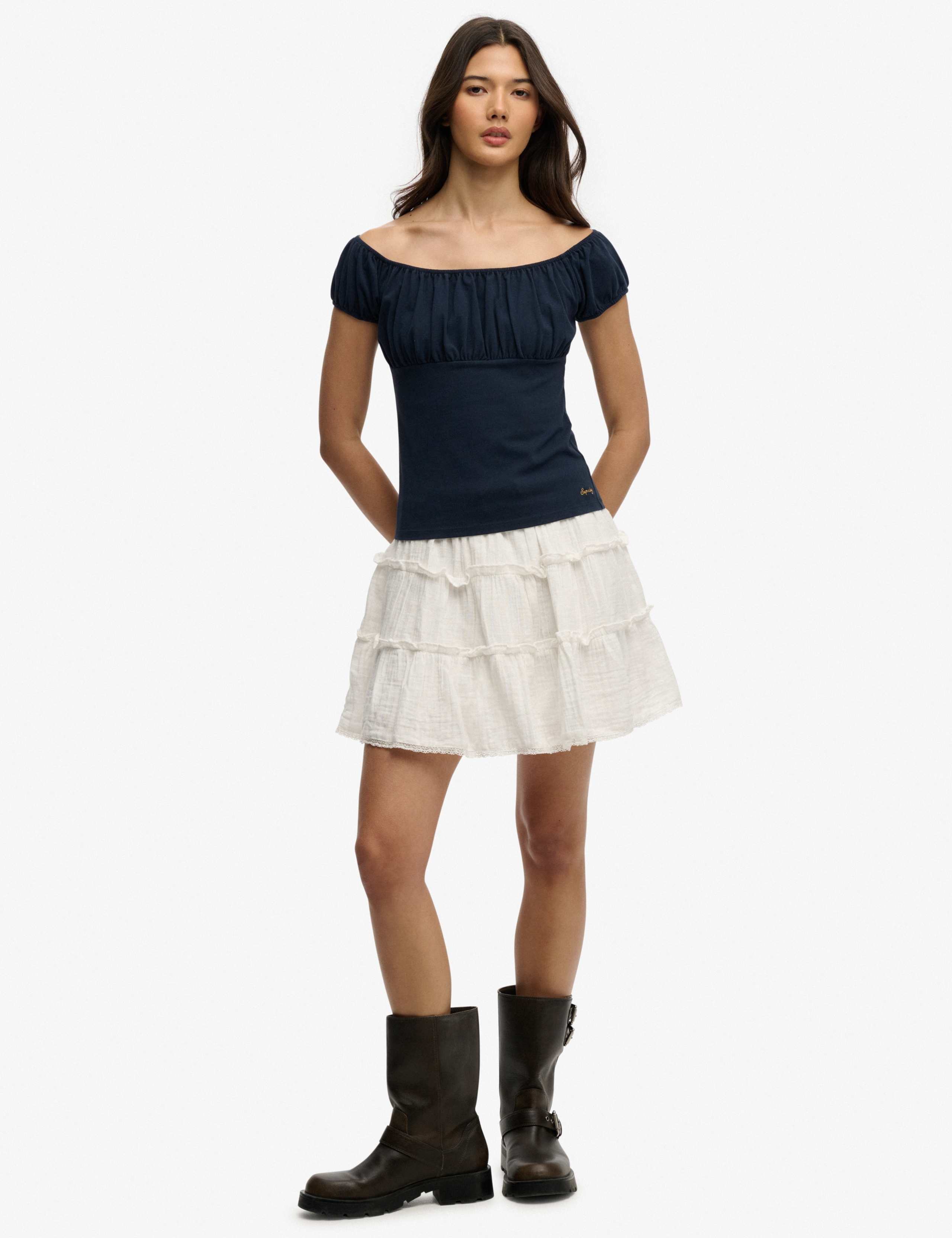 Pure Cotton Ruched Cap Sleeve Top 5 of 6