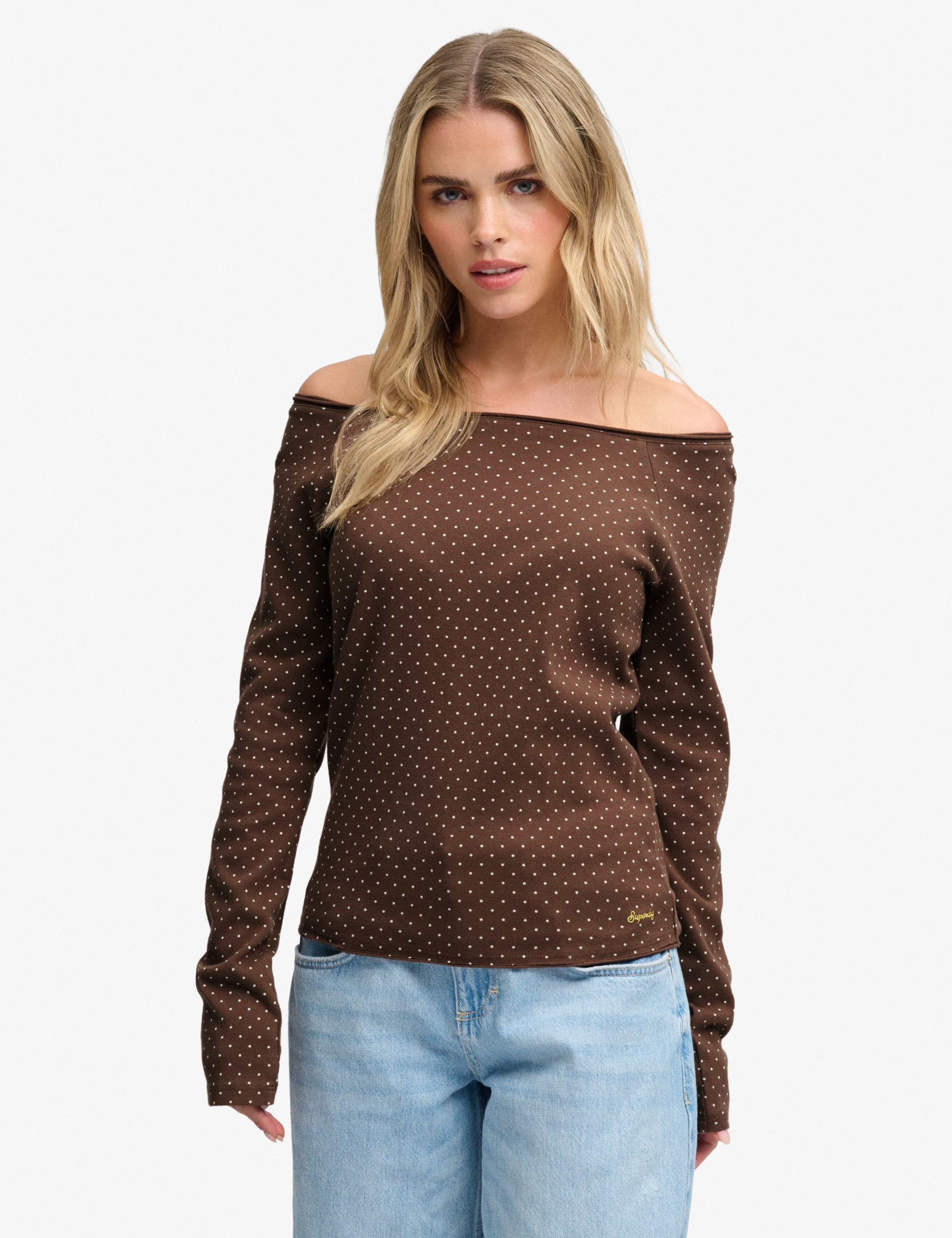 Pure Cotton Polka Dot Off The Shoulder Top 1 of 7