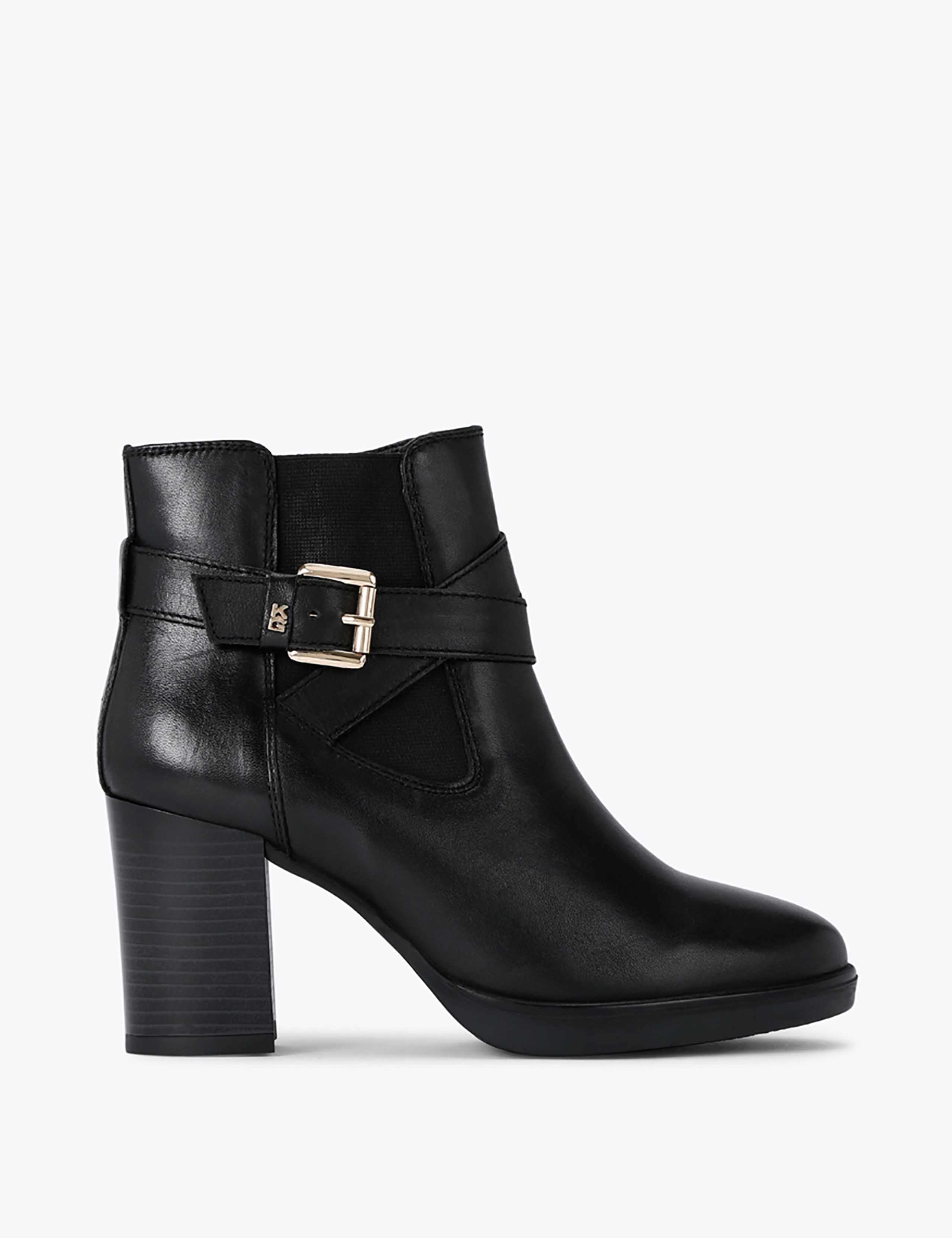 Leather Buckle Block Heel Ankle Boots 2 of 5