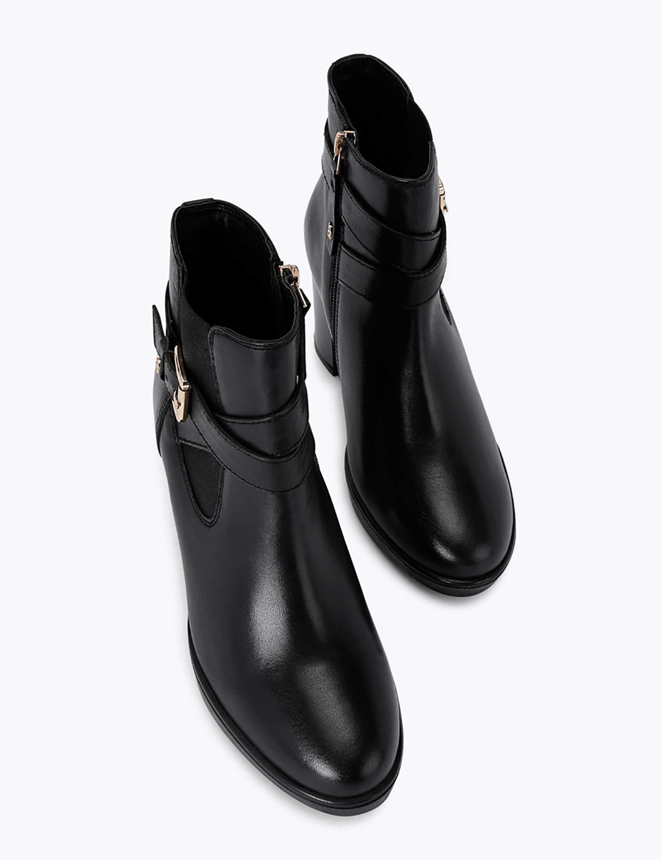 Leather Buckle Block Heel Ankle Boots 3 of 5