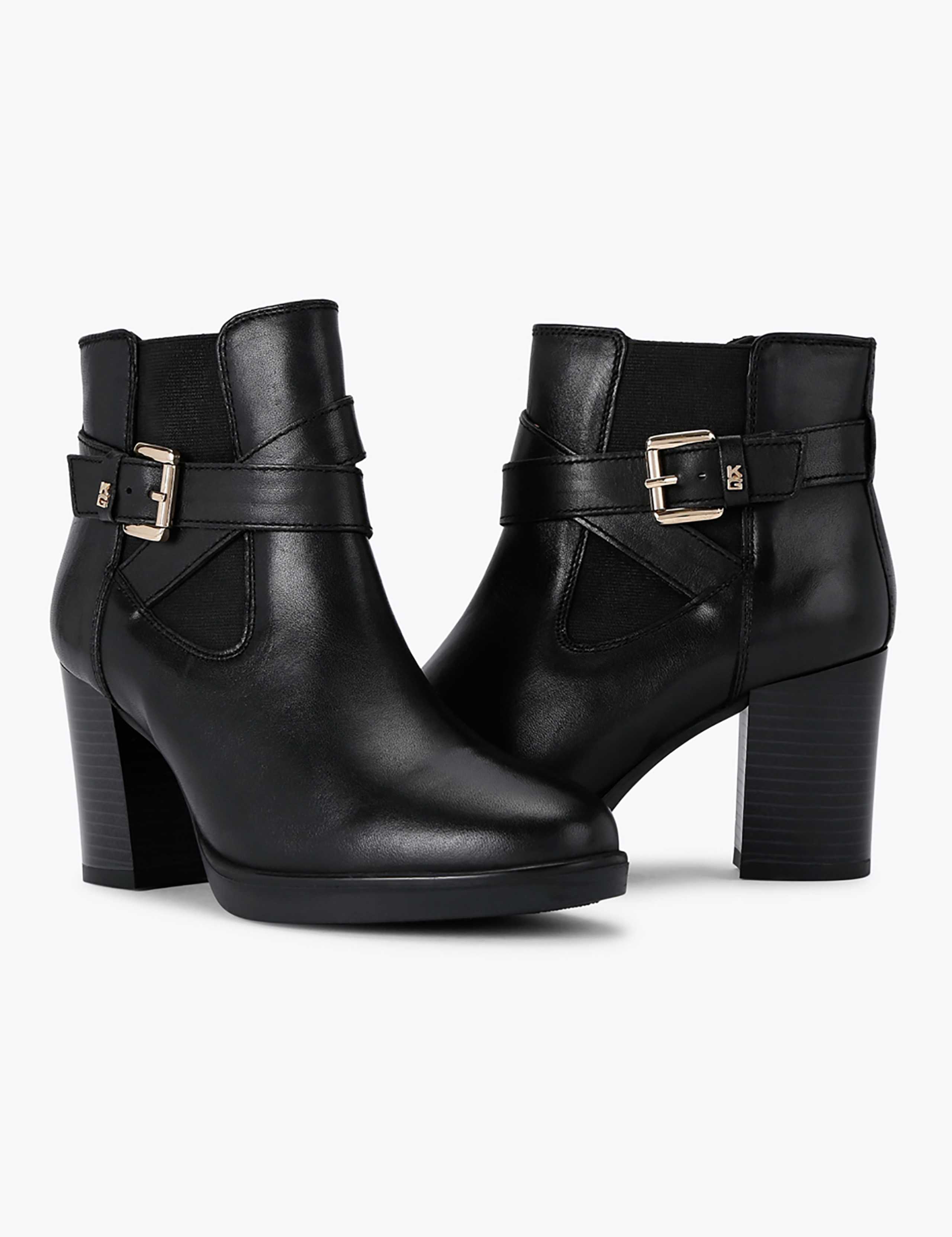 Leather Buckle Block Heel Ankle Boots 4 of 5