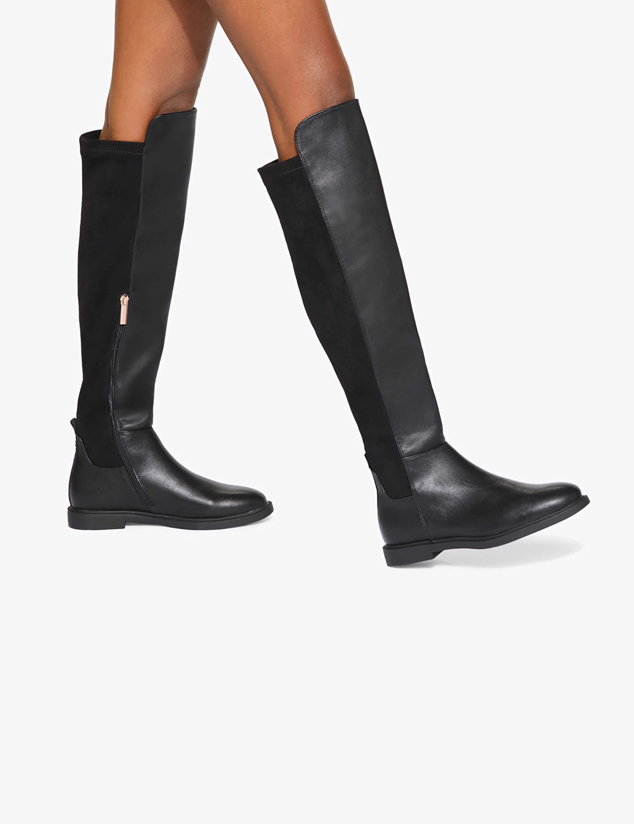 Faux Suede Flat Knee High Boots 1 of 5