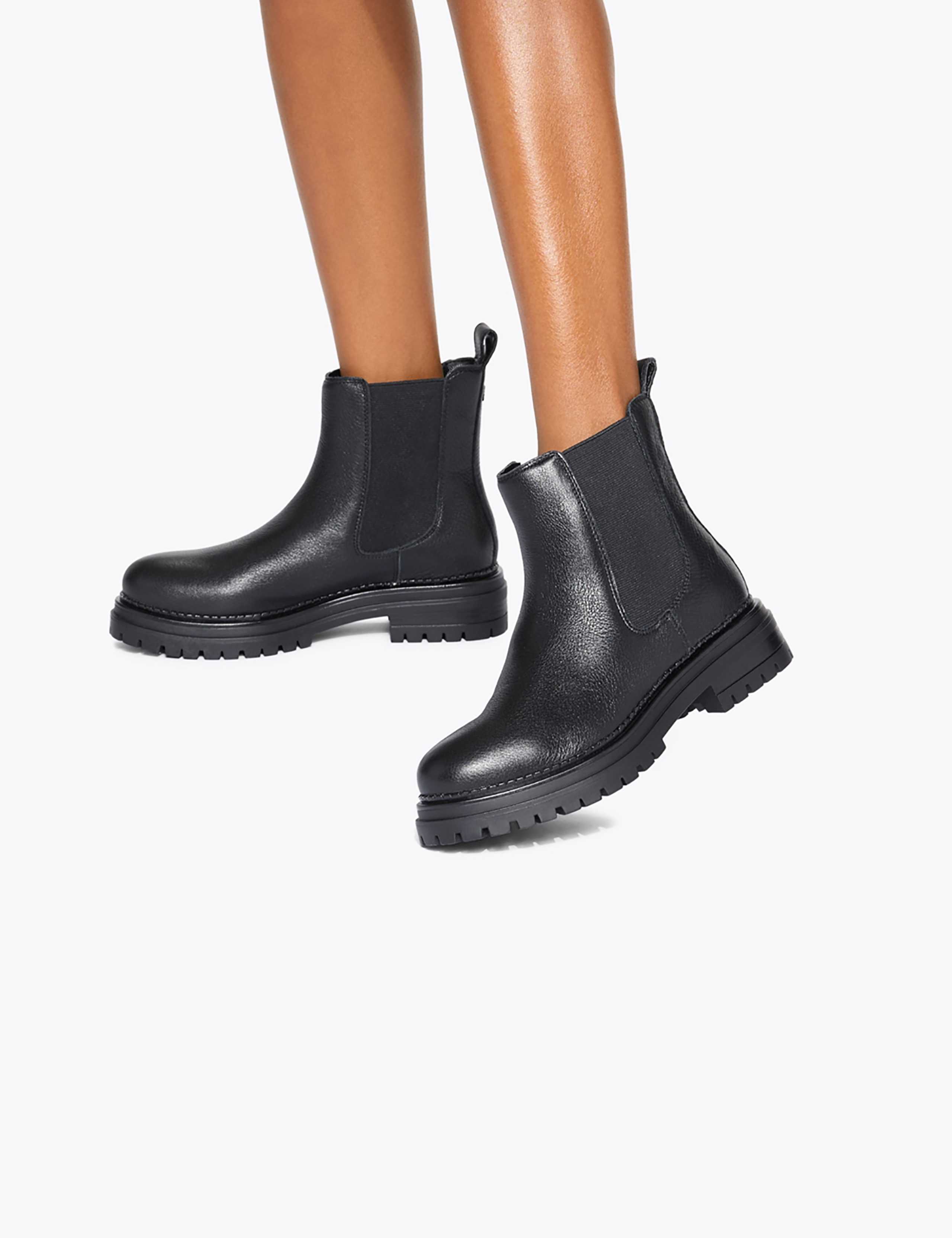 Leather Flat Round Toe Chelsea Boots 1 of 5