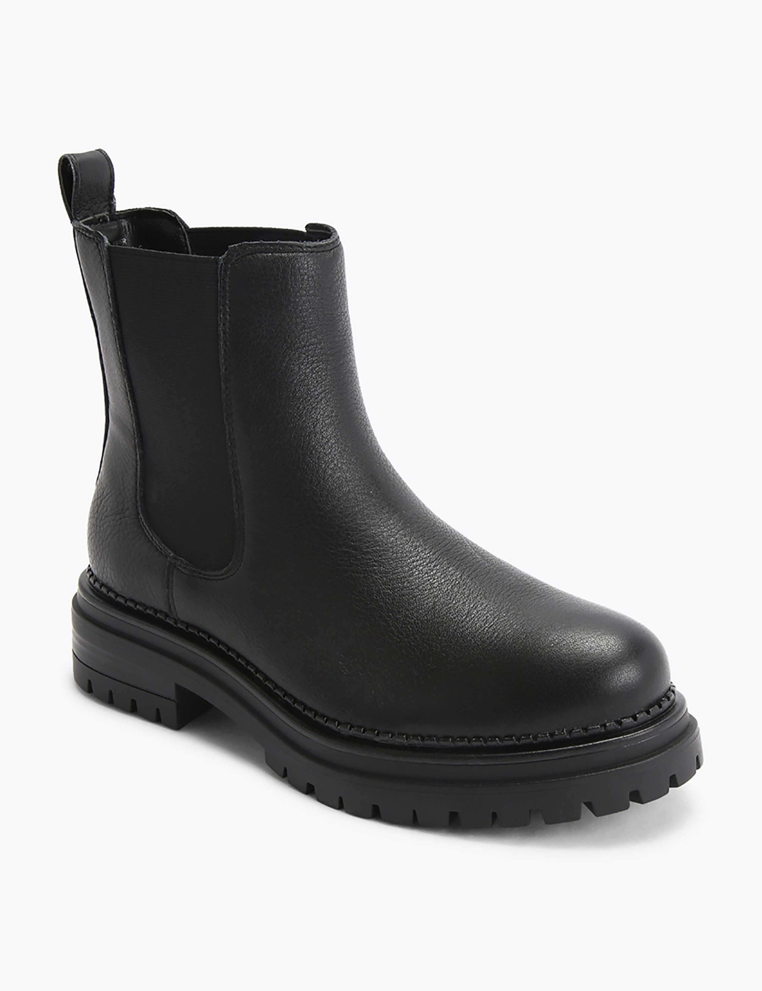 Leather Flat Round Toe Chelsea Boots 3 of 5