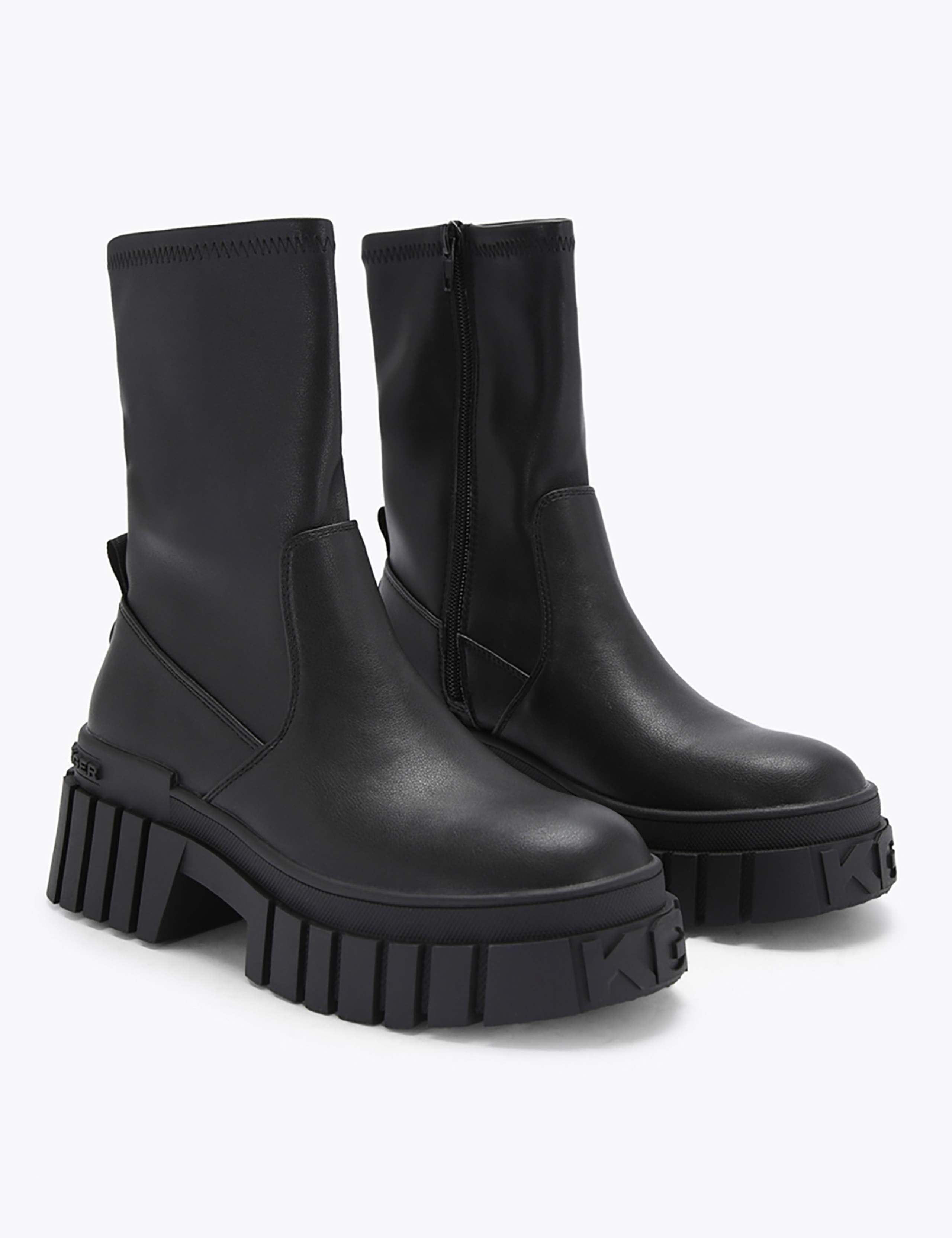 Block Heel Round Toe Sock Boots 3 of 5